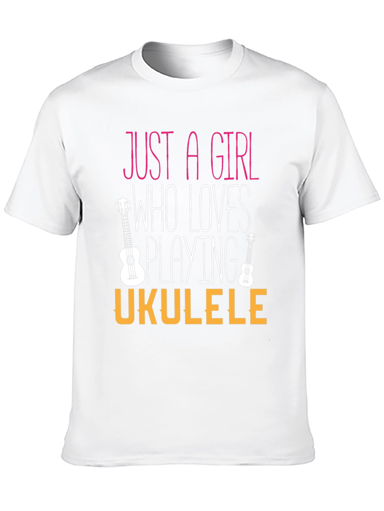Black Just a Girl Who Loves Playing Ukulele T-Shirt view 10