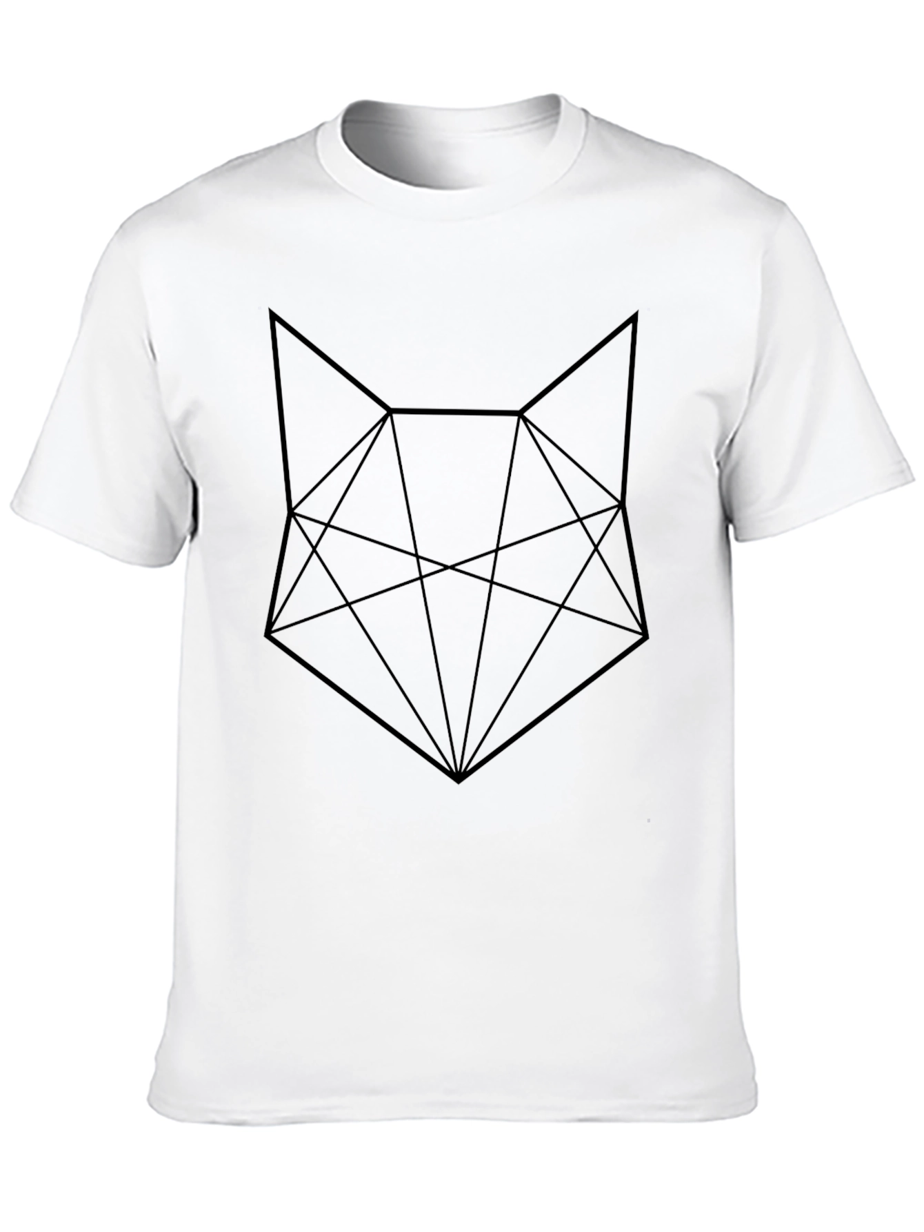 Black Geometric Fox Graphic Tee - Black Cotton Blend view 10