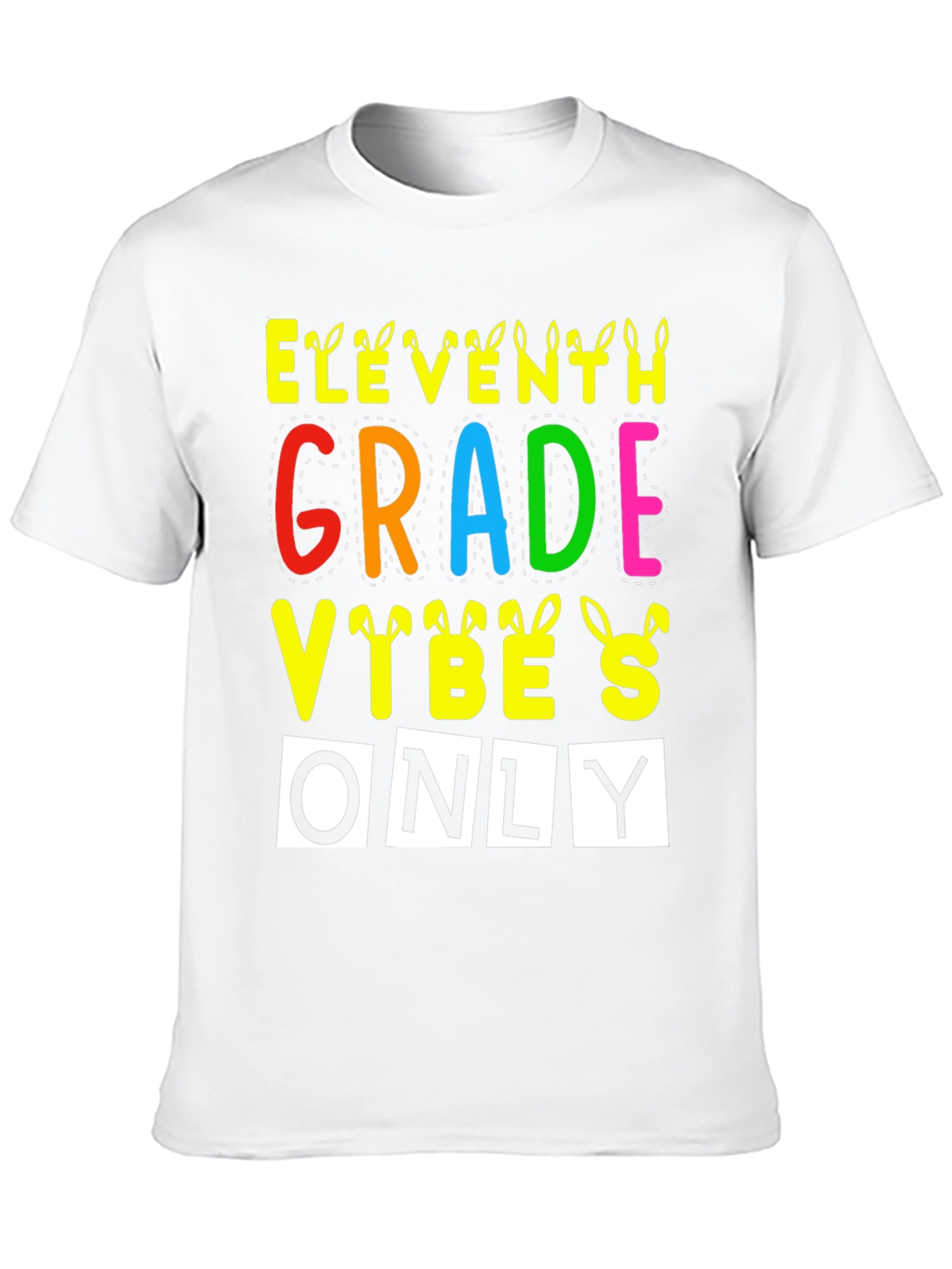 Black Eleventh Grade Vibes Only Easter Bunny T-Shirt view 10