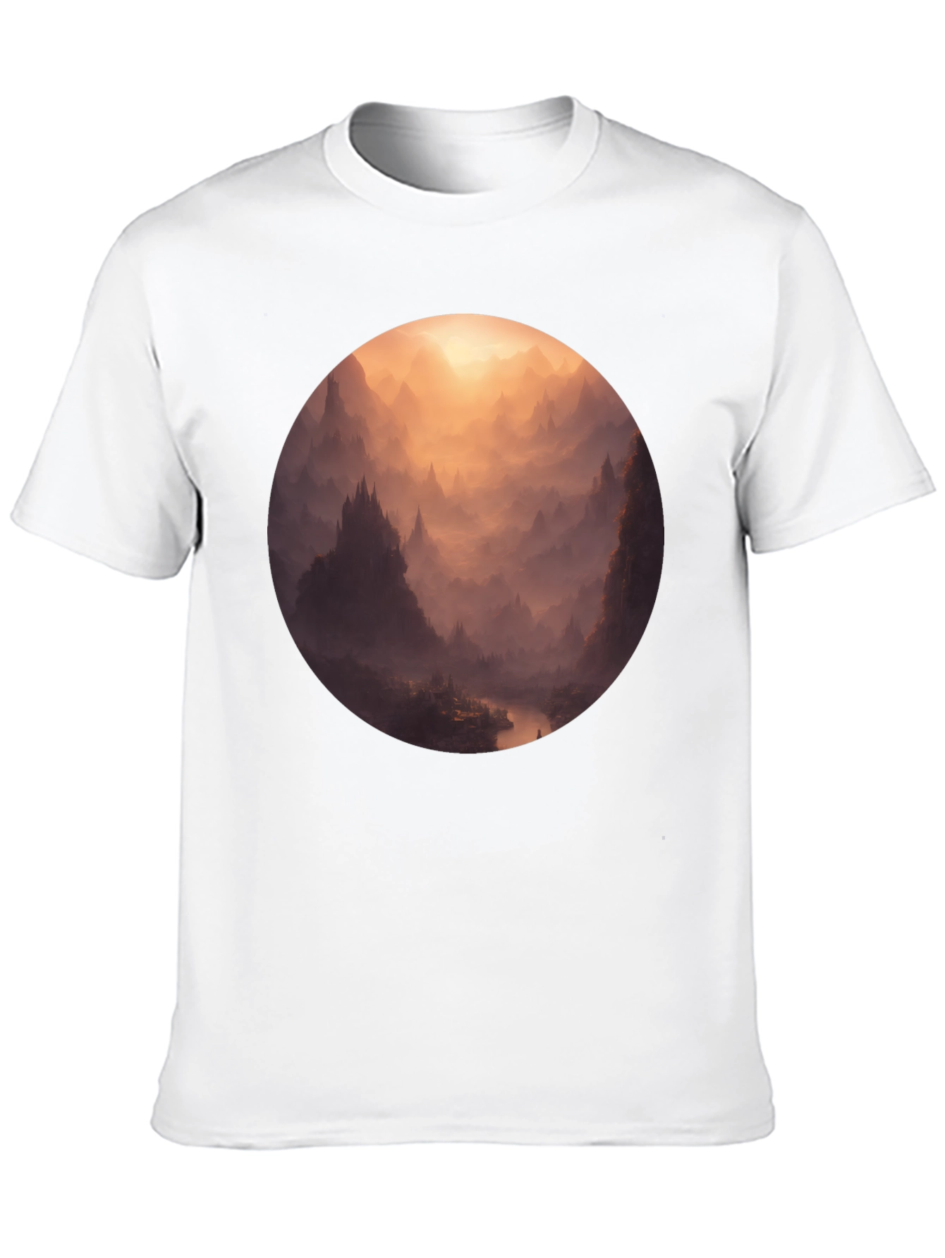 Black Mystical Mountain Vista Graphic Tee - Soft Black Cotton view 10