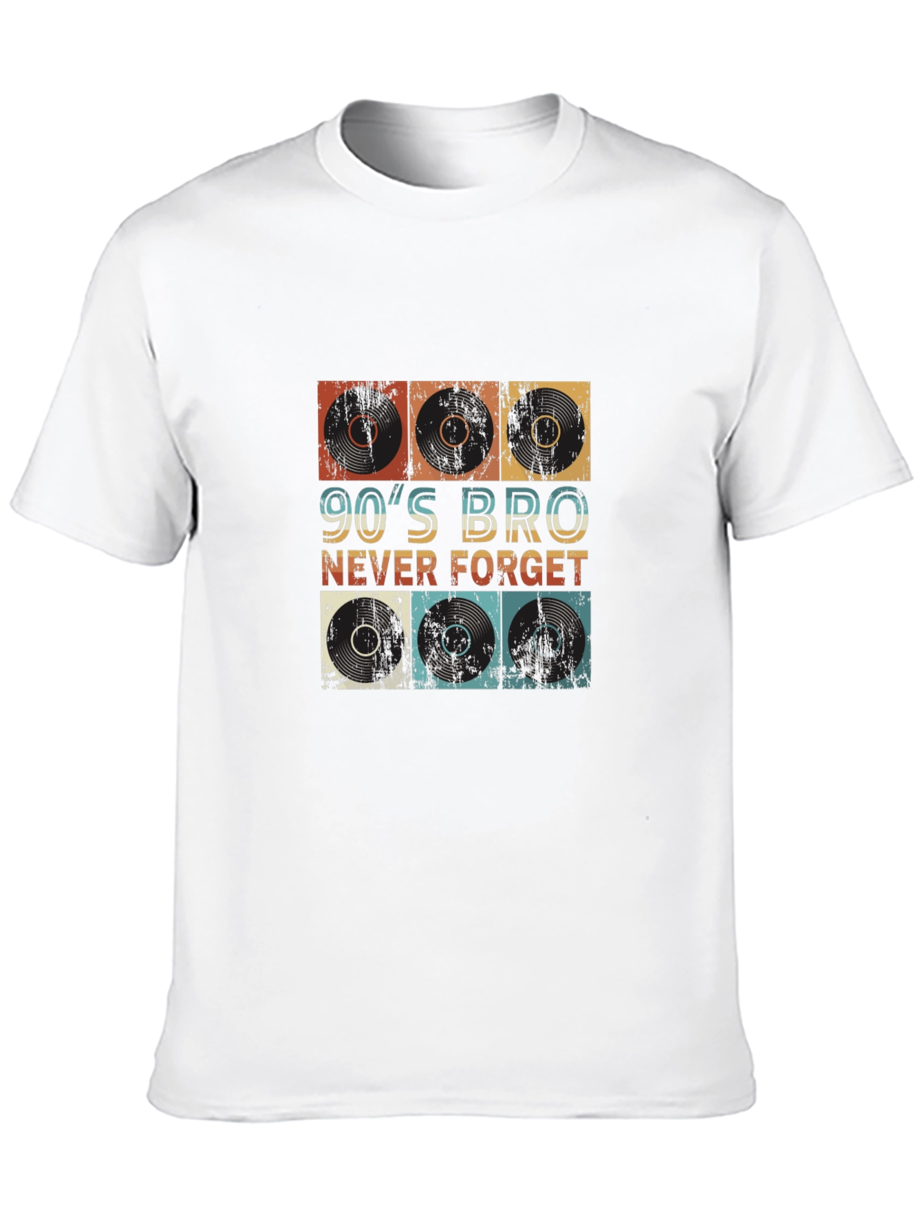 Black 90's Bro Never Forget Vinyl Record T-Shirt view 10
