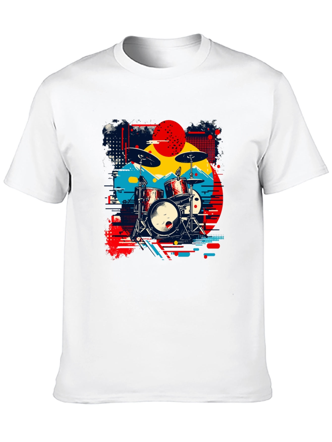 Black Retro Drum Kit Graphic Tee view 10