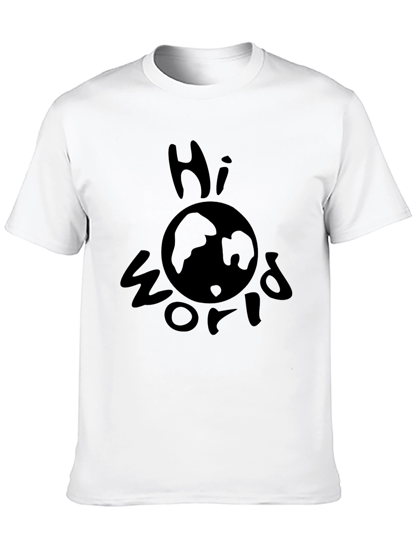 Black Hi World Black T-Shirt - Graphic Tee view 10
