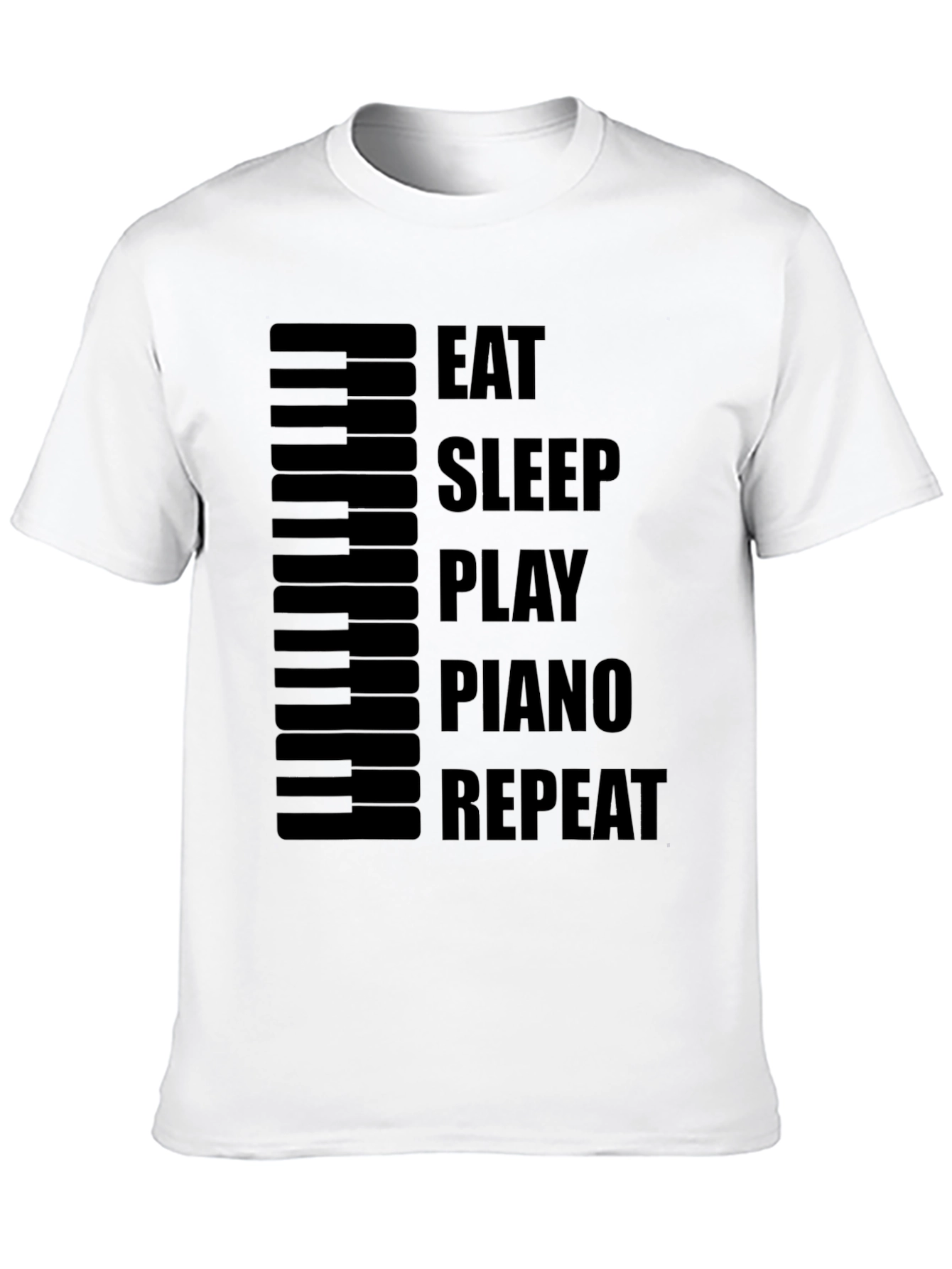 Black Eat Sleep Play Piano Repeat - Black T-Shirt view 10