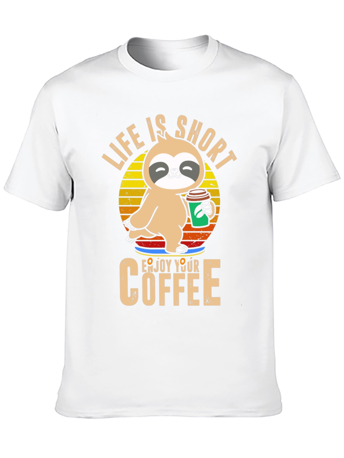 Black Life is Short Sloth Coffee T-Shirt view 10