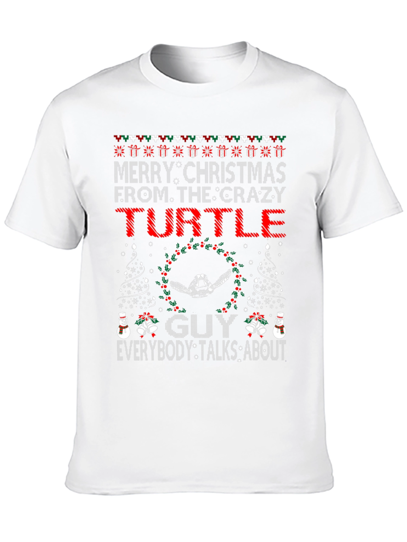 Black Crazy Turtle Guy Christmas T-Shirt view 10