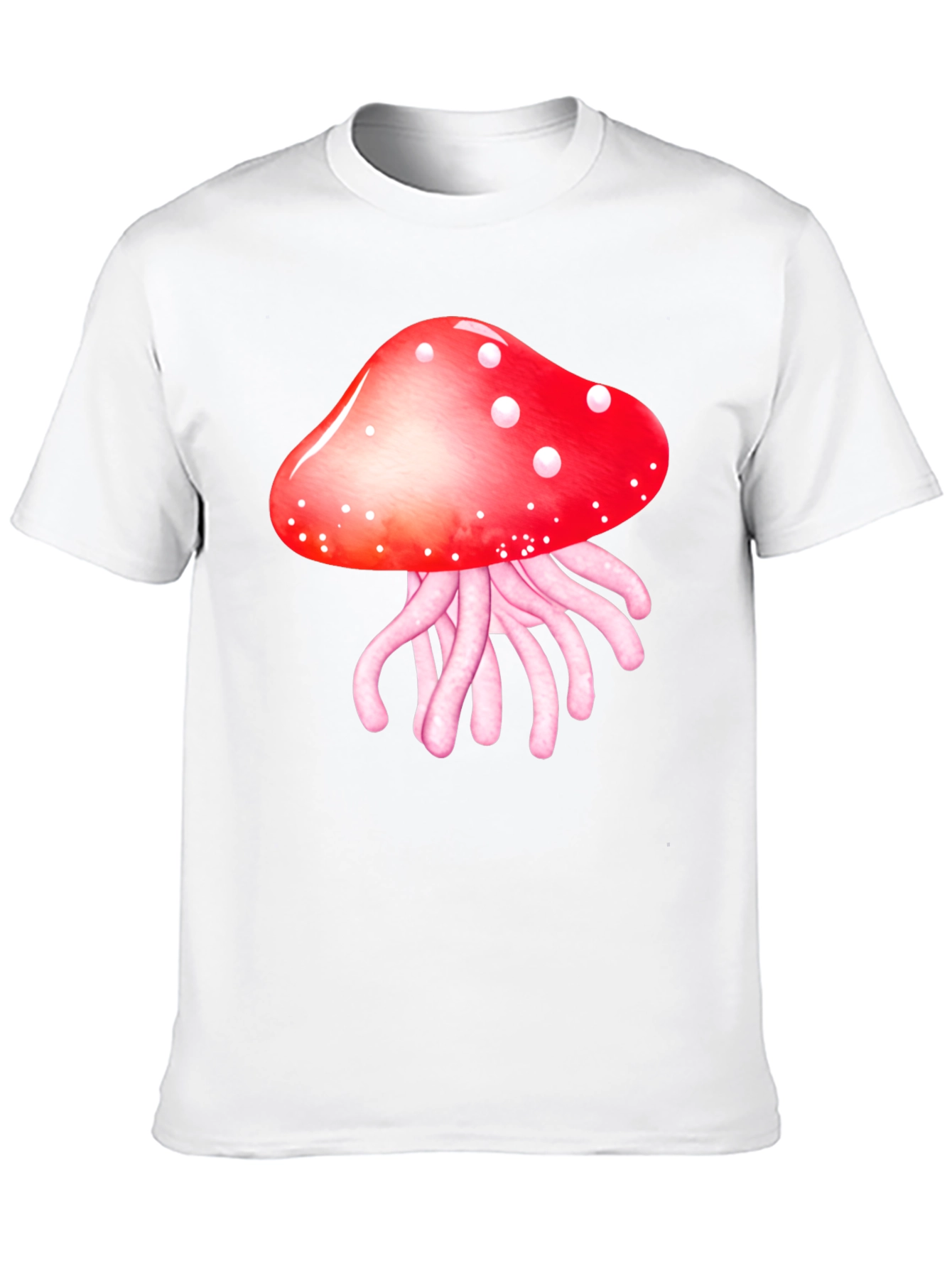 Black Mushroom Jellyfish Graphic T-Shirt - Funky Crew Neck Tee view 10