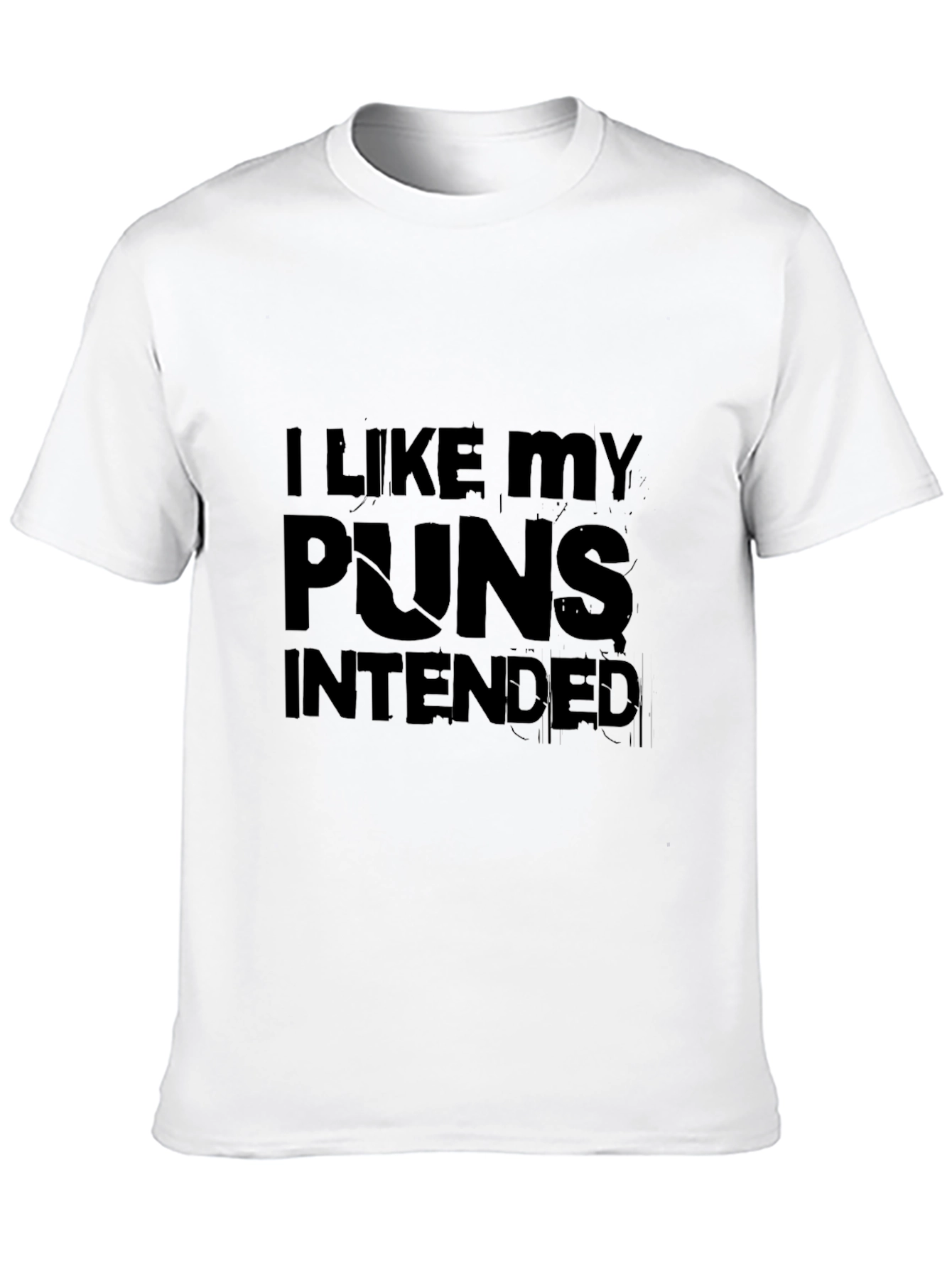 Black I Like My Puns Intended Black Graphic T-Shirt view 10