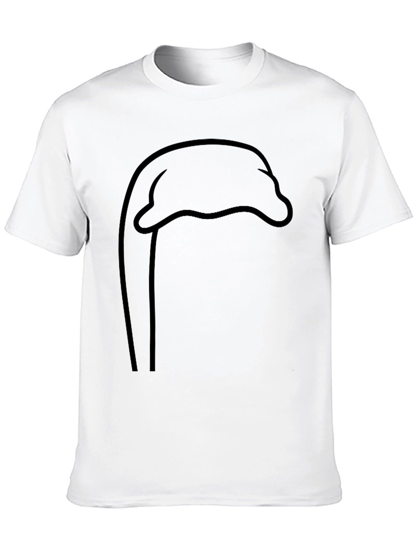 Black Minimalist Dolphin Outline T-Shirt - Unisex Black Tee view 10