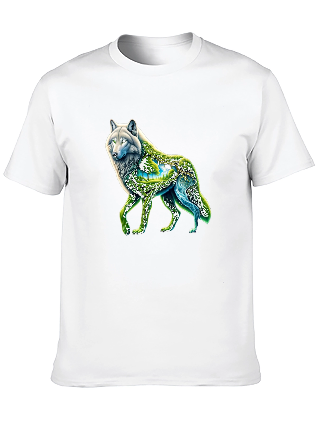 Black Wolf Nature Graphic Black T-Shirt view 10