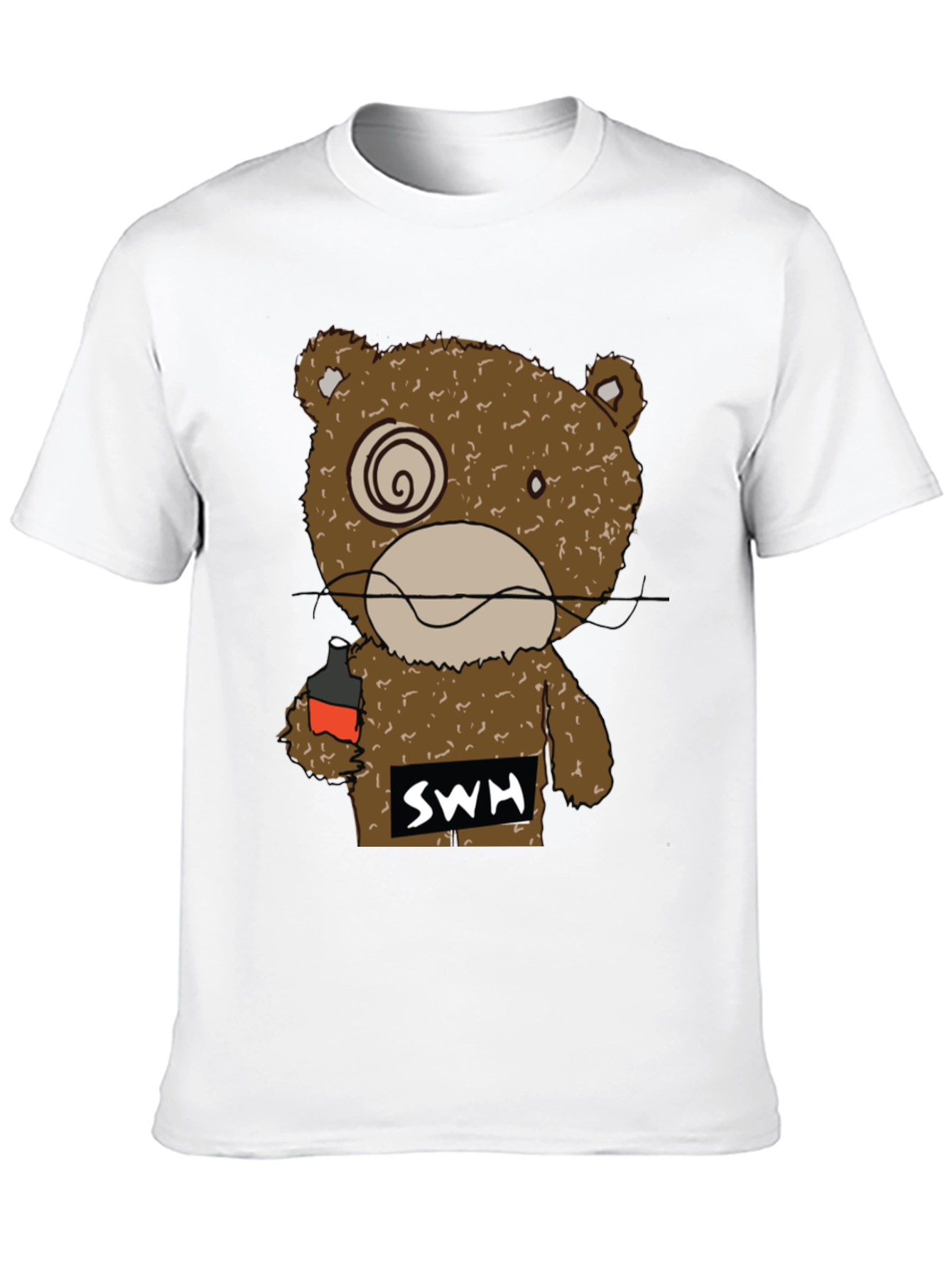Black Drunk Bear Graphic Tee - Funny Cartoon Shirt view 10