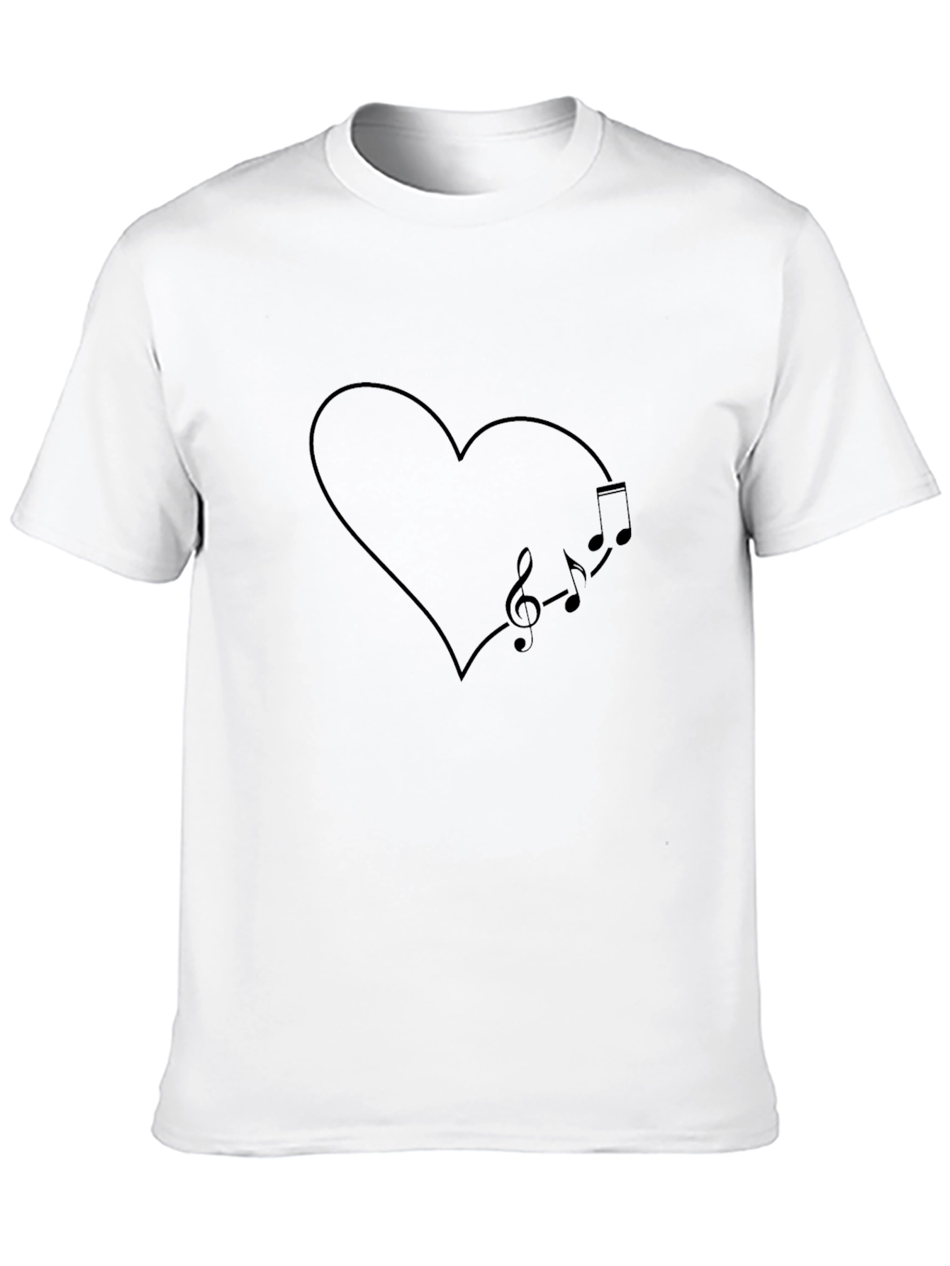 Black Heart Music Notes Graphic Tee - Unisex Black T-Shirt view 10