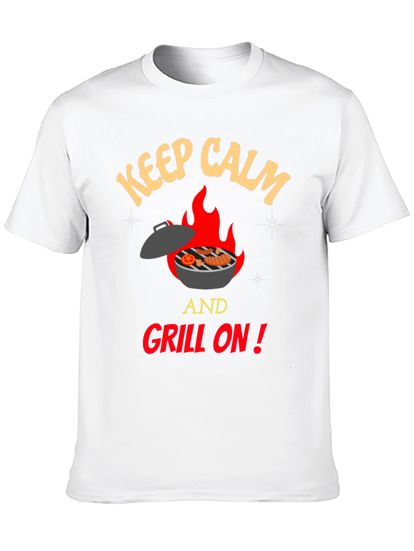 Black Keep Calm and Grill On T-Shirt - BBQ Lover's Tee view 10