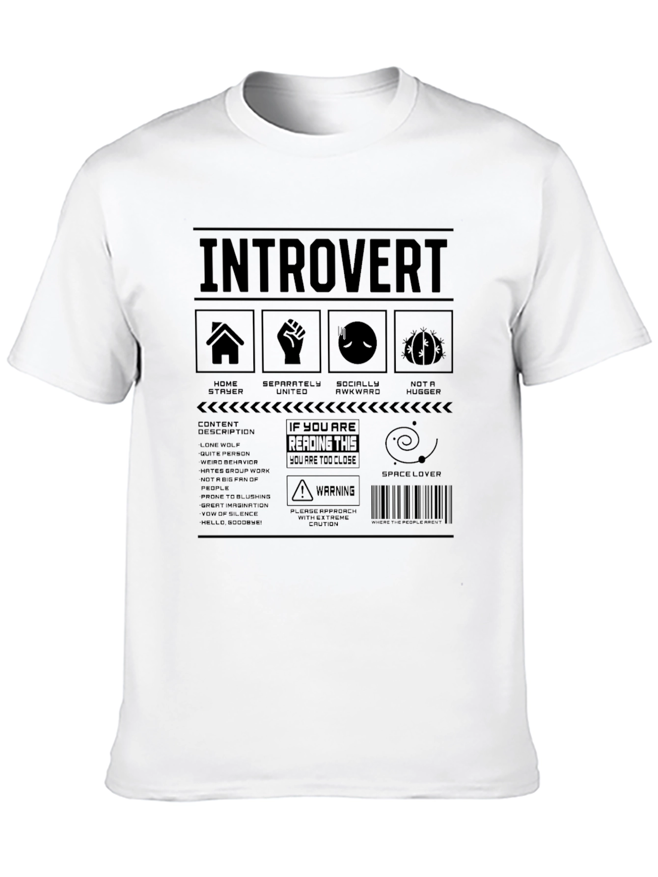 Black Introvert T-Shirt - Funny Sarcastic Graphic Tee view 10