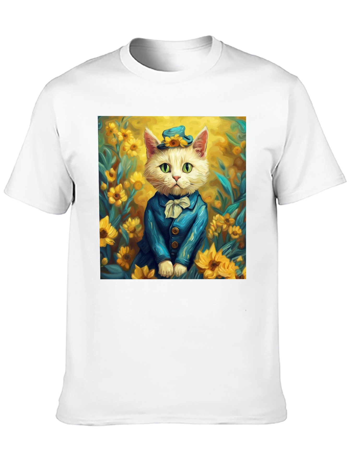 Black Cat in Sunflowers T-Shirt - Stylish Graphic Tee view 10