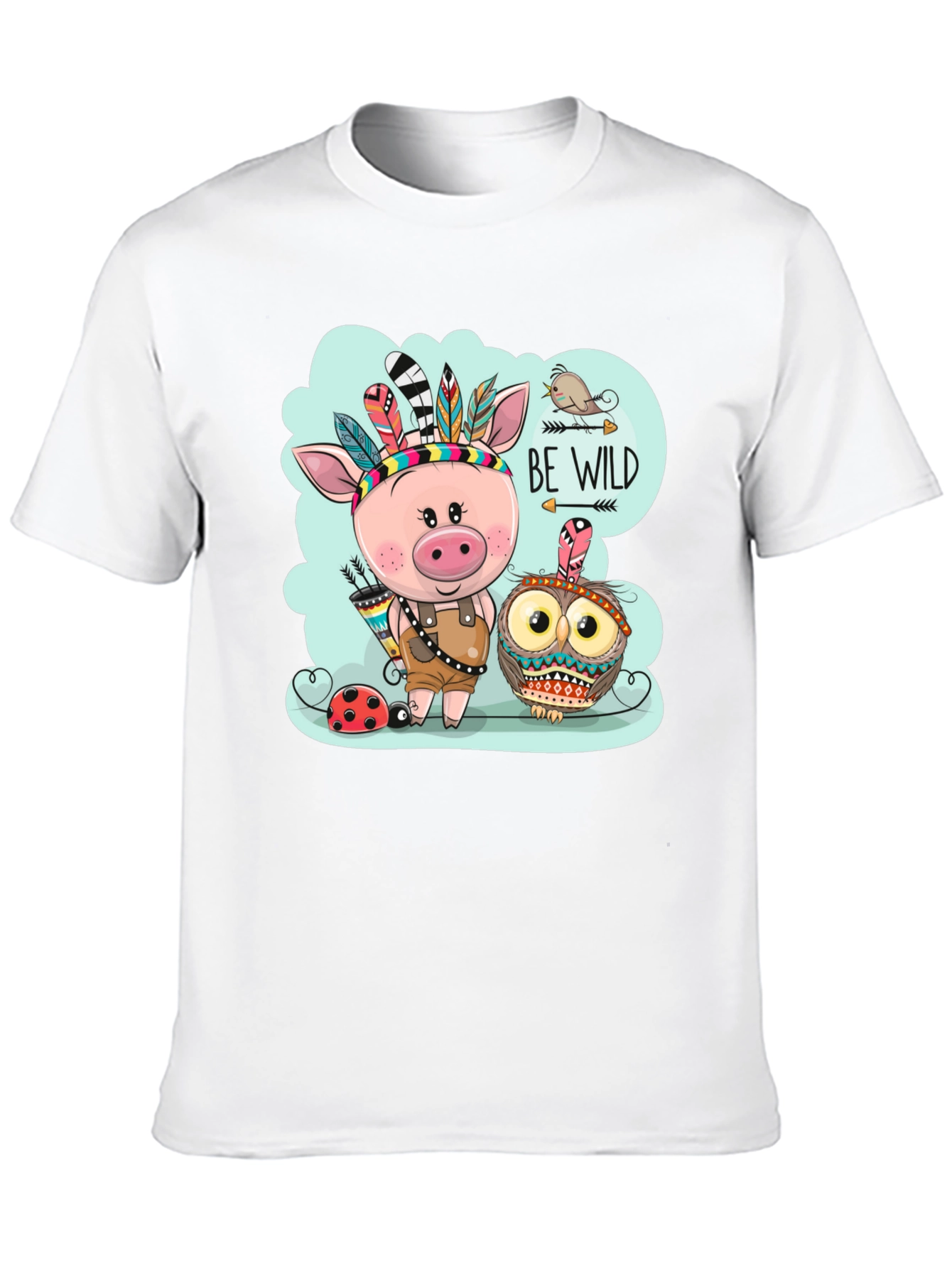 Black Be Wild T-Shirt - Pig & Owl Graphic Tee view 10