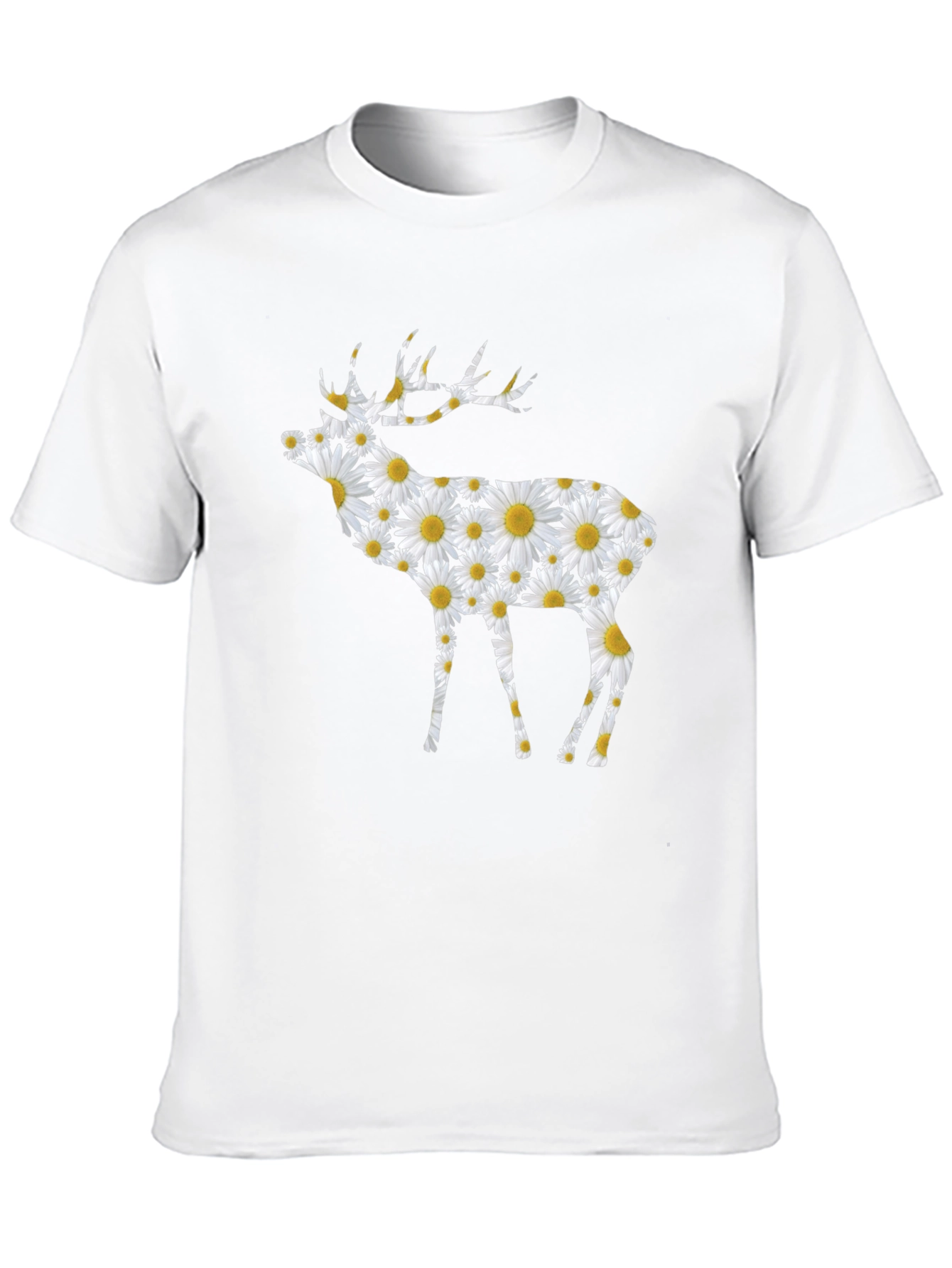Black Floral Deer Print Black T-Shirt view 10