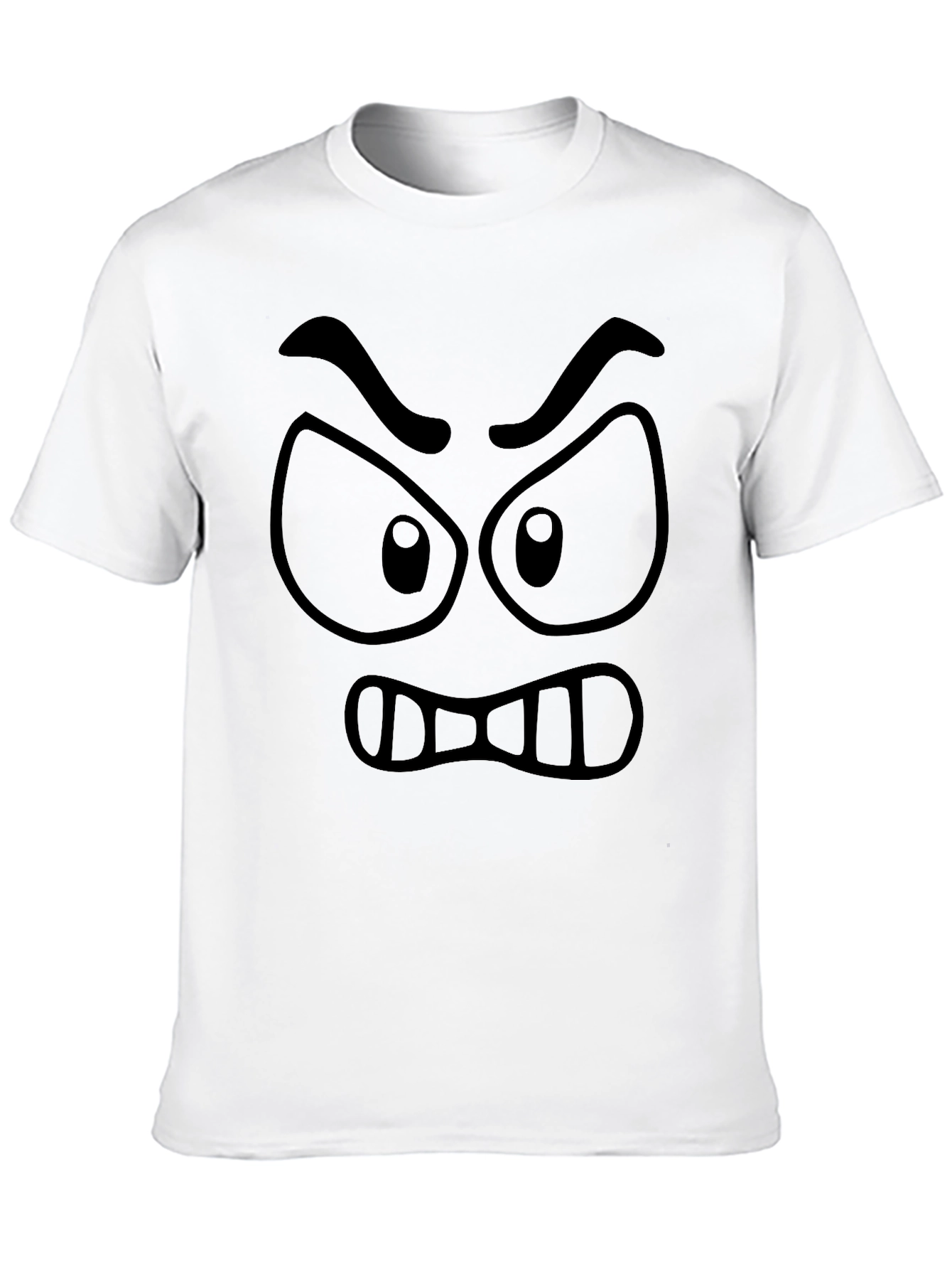 Black Angry Cartoon Face Black Graphic Tee view 10