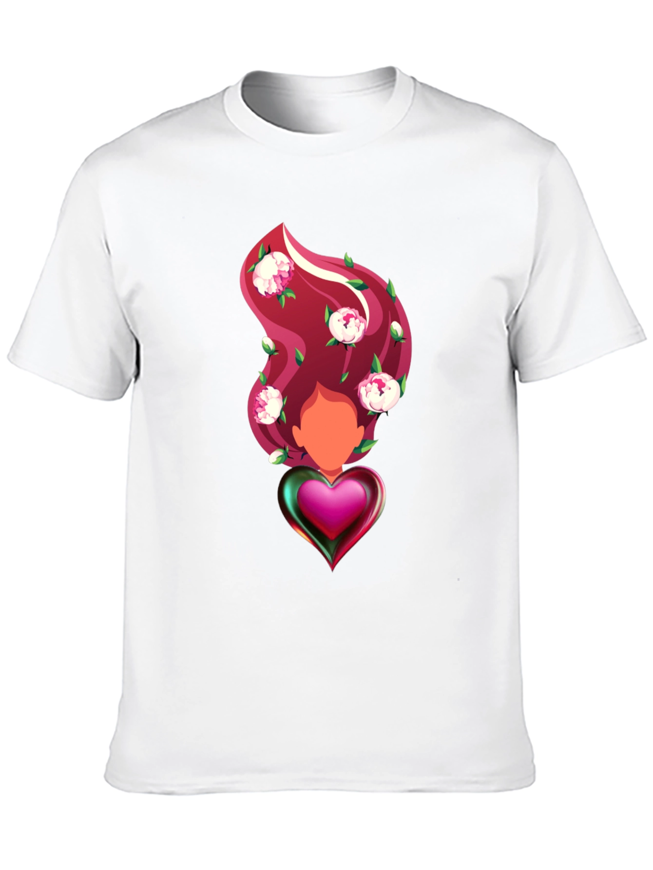 Black Heart & Floral T-Shirt - Artistic Graphic Tee view 10