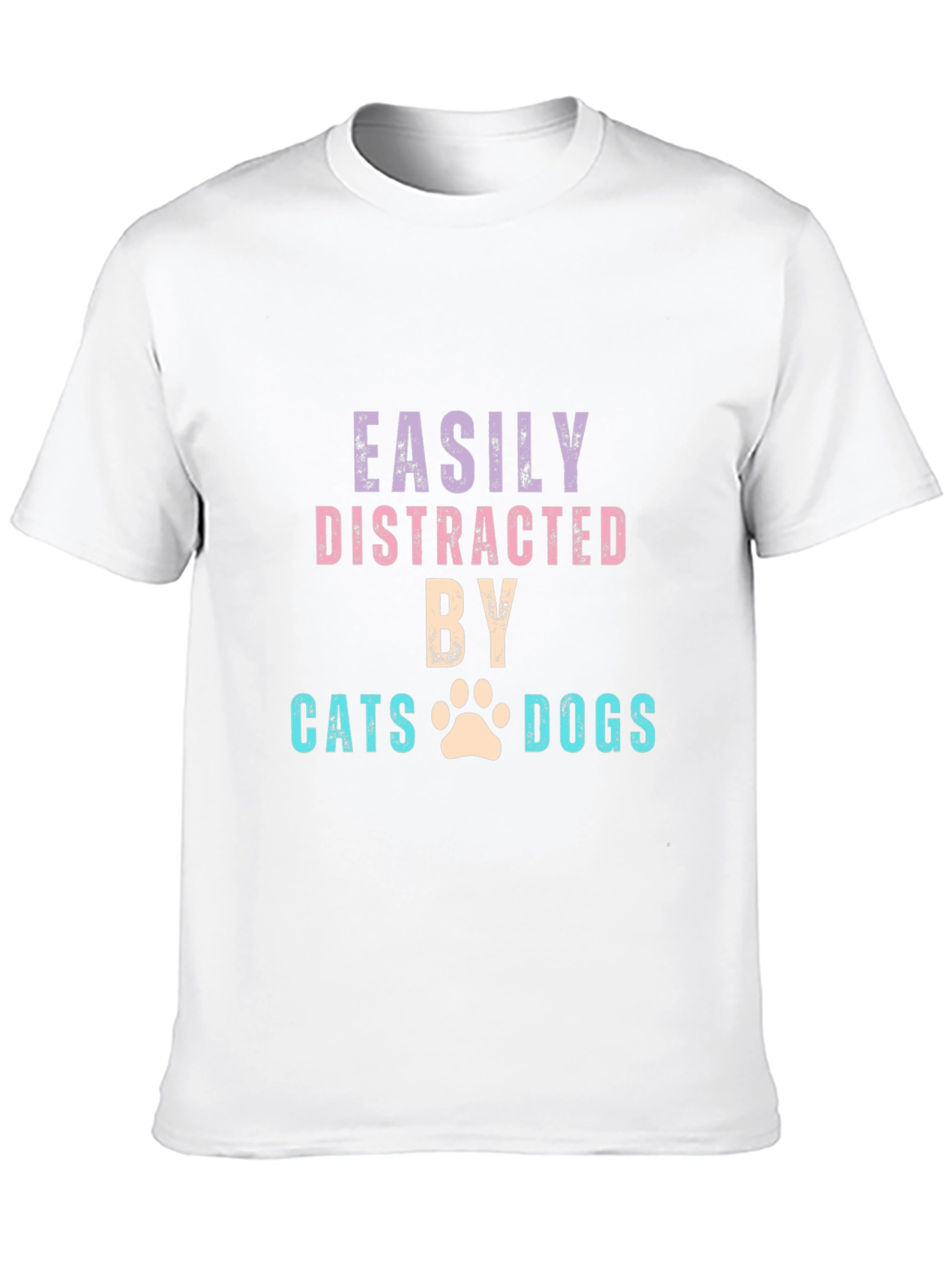 Black Easily Distracted by Cats & Dogs T-Shirt view 10
