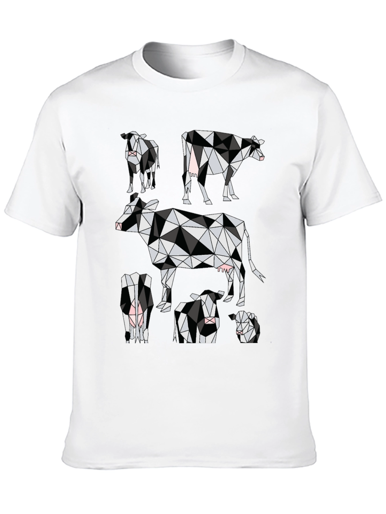 Black Geometric Cow Print Black T-Shirt view 10