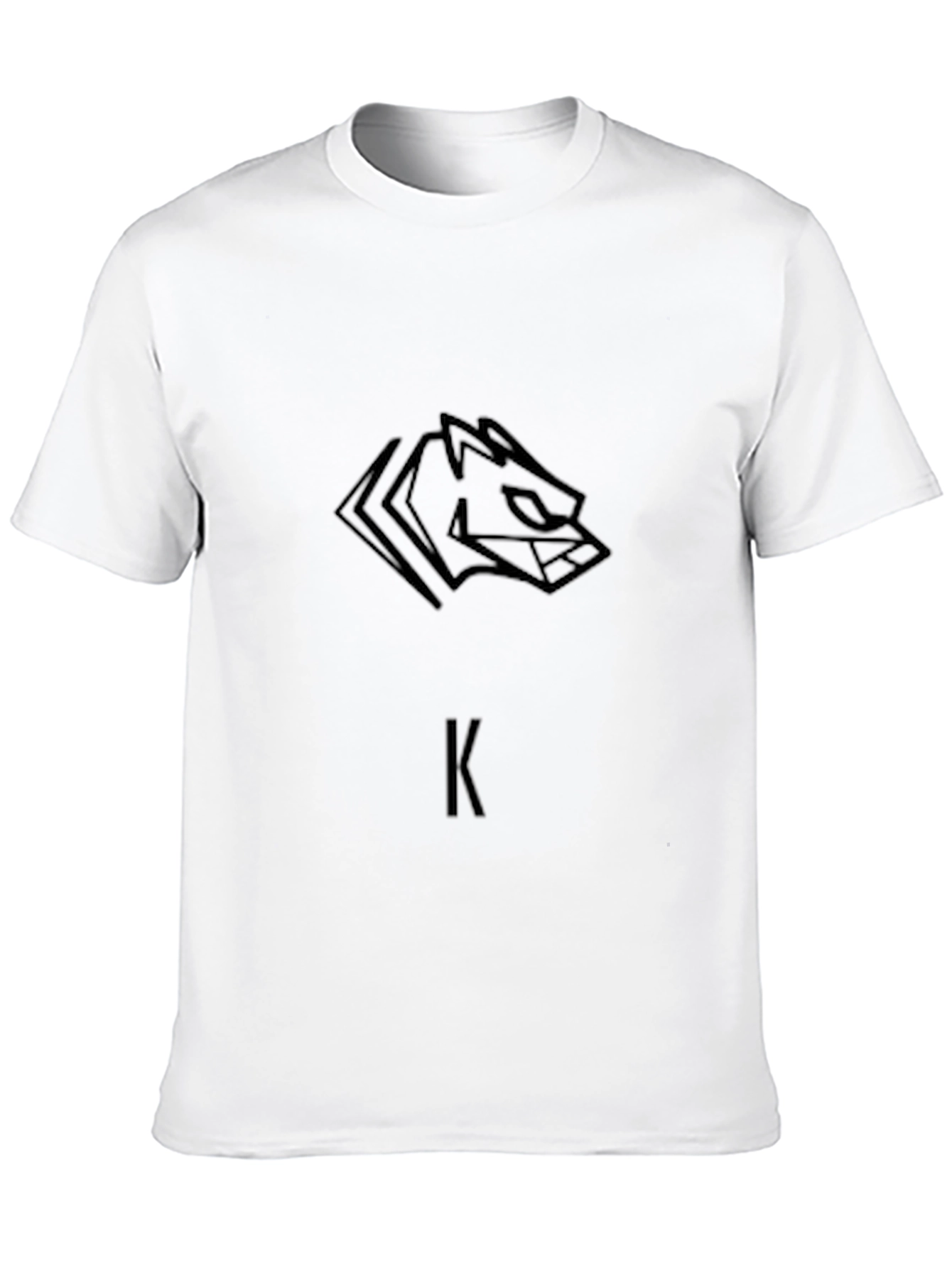 Black Black Graphic Tee - Geometric Wolf Design view 10