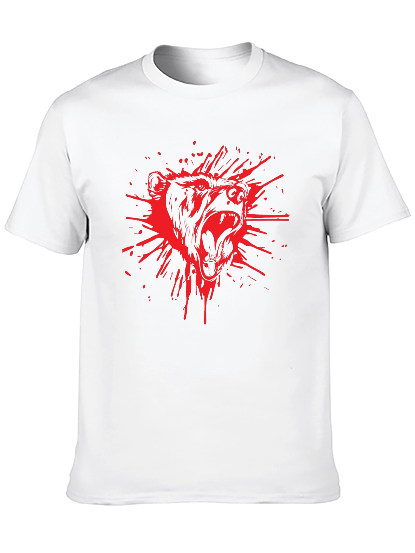 Black Men's Black T-Shirt with Red Bear Graphic view 10