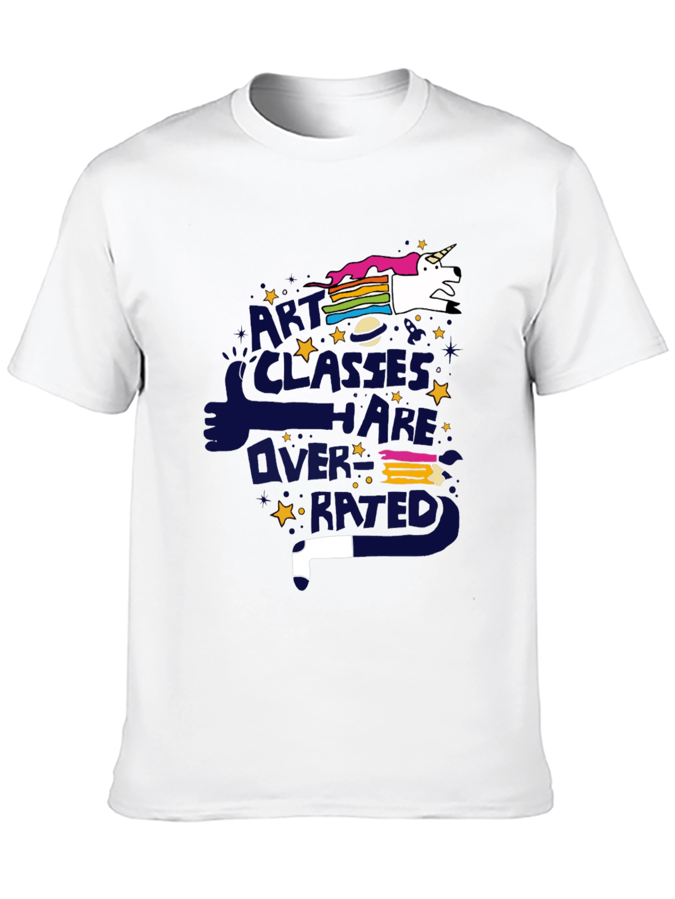 Black Art Classes Unicorn T-Shirt - Overrated Graphic Tee view 10