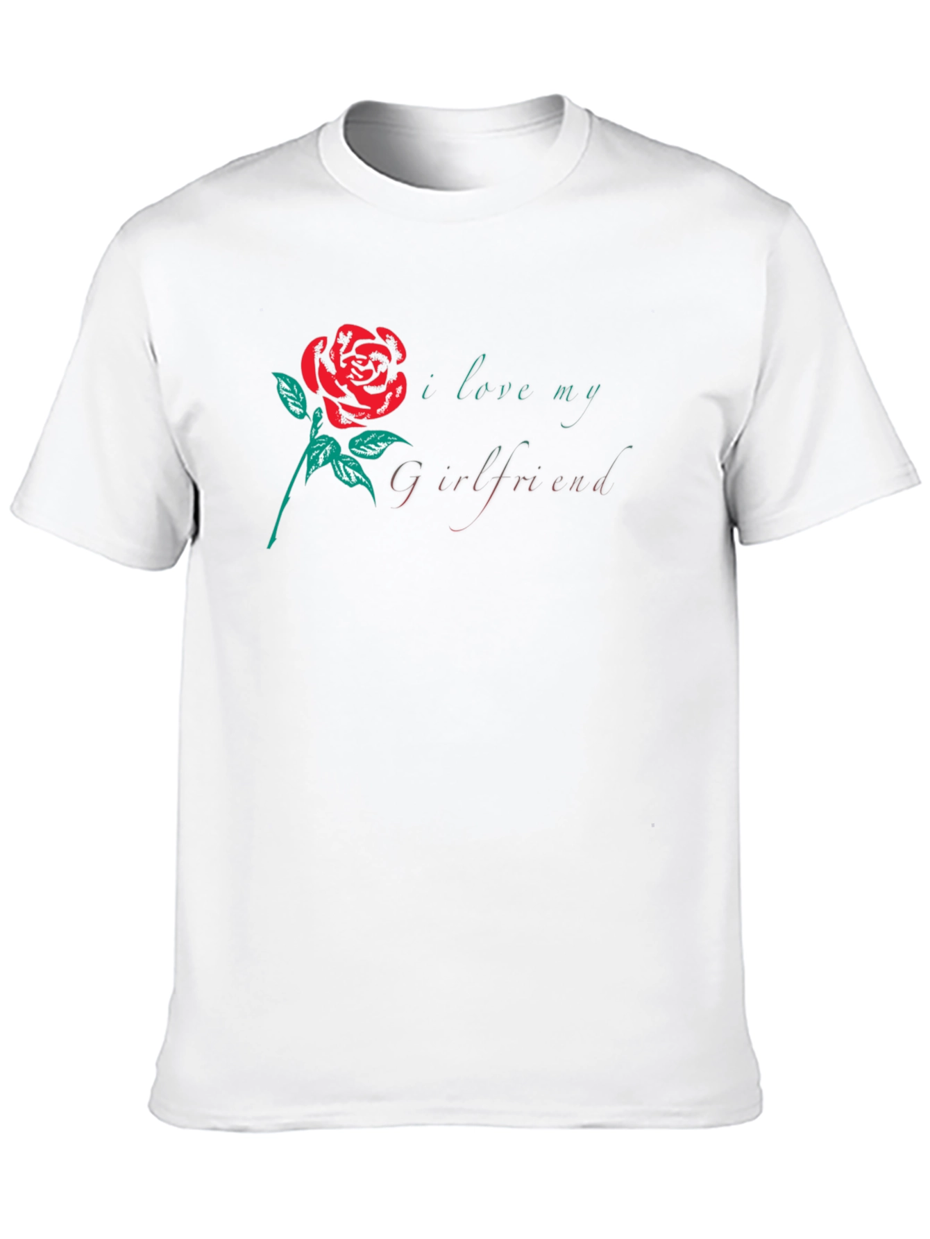 Black I Love My Girlfriend Rose Graphic Black T-Shirt view 10