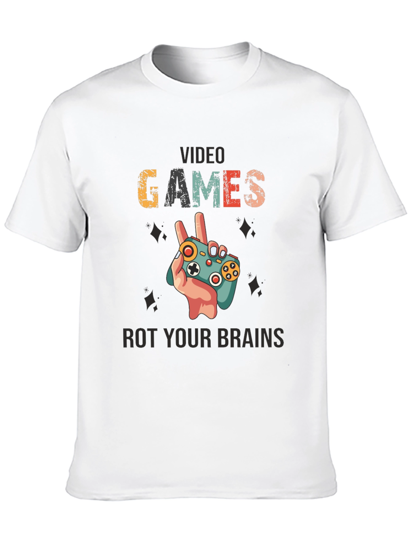 Black Video Games Rot Your Brains T-Shirt view 10