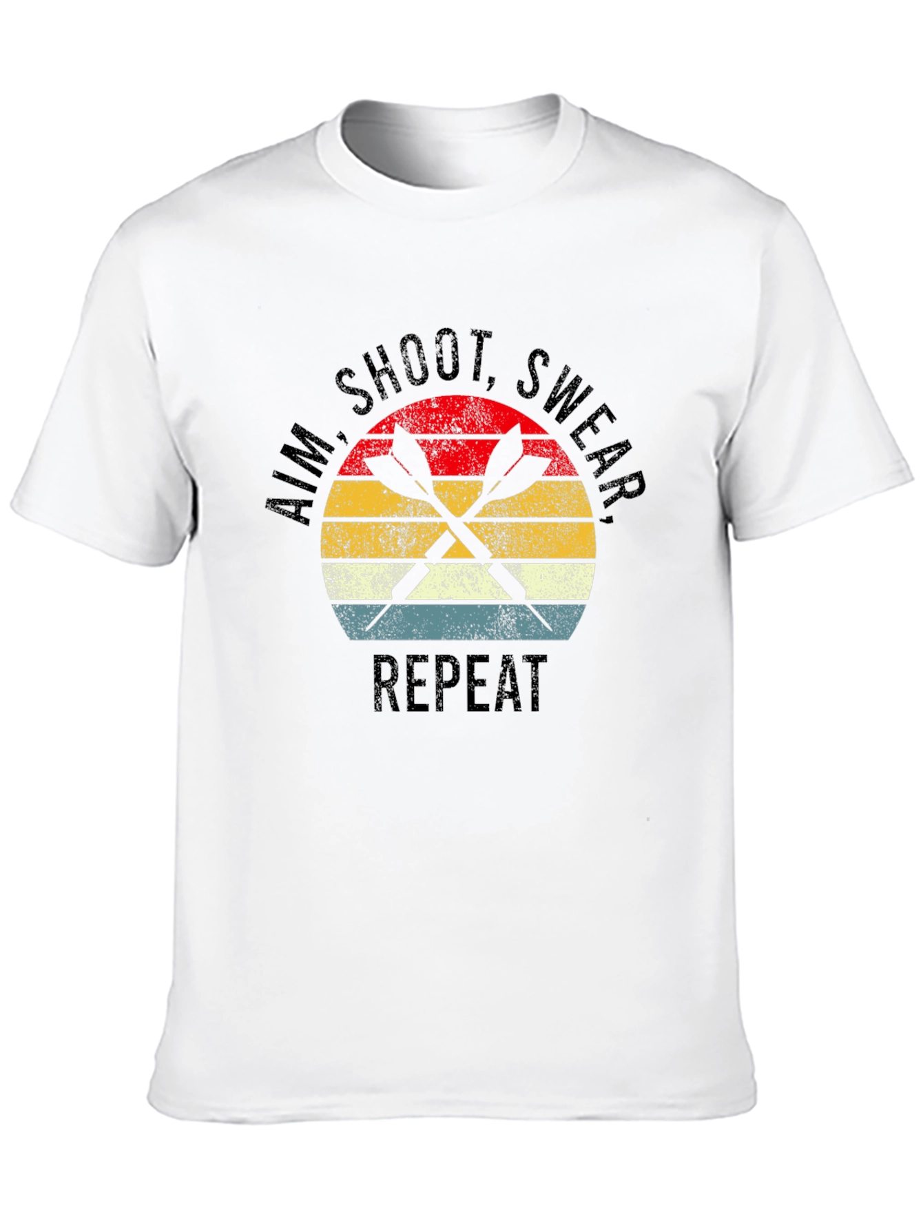 Black Aim Shoot Swear Repeat Darts Graphic T-Shirt view 10
