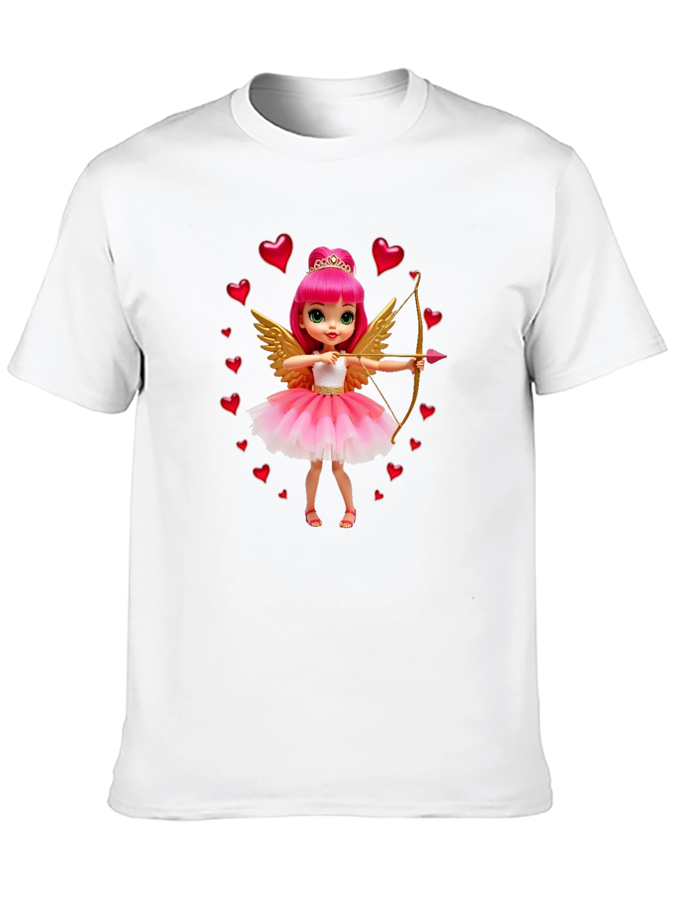 Black Valentine's Day Cupid Doll Graphic Tee - Black view 10