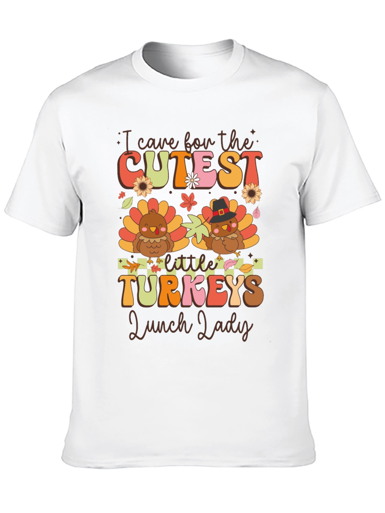 Black Cutest Little Turkeys Lunch Lady T-Shirt view 10