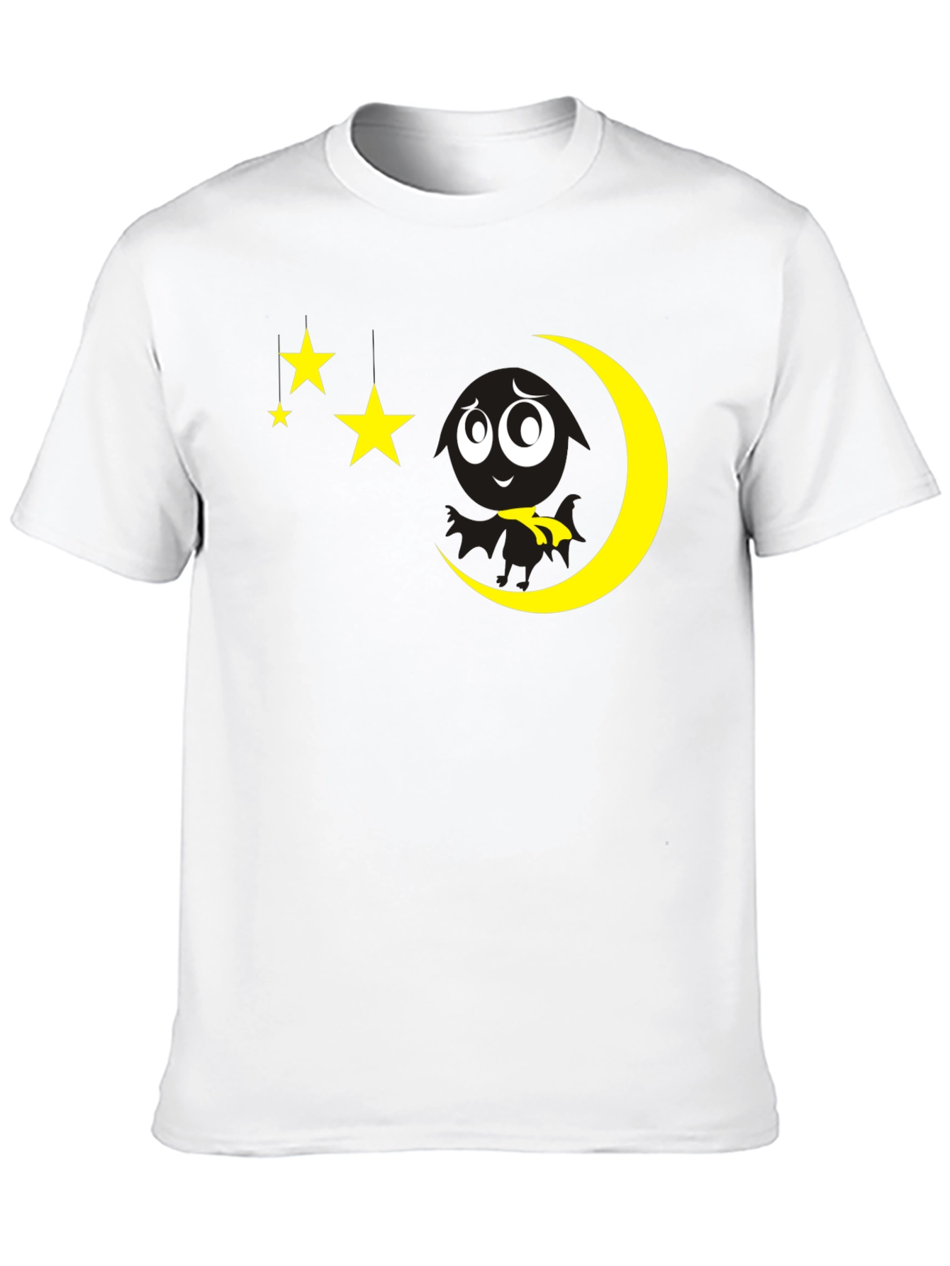 Black Night Sky Tee: Moon & Stars Graphic Black T-Shirt view 10