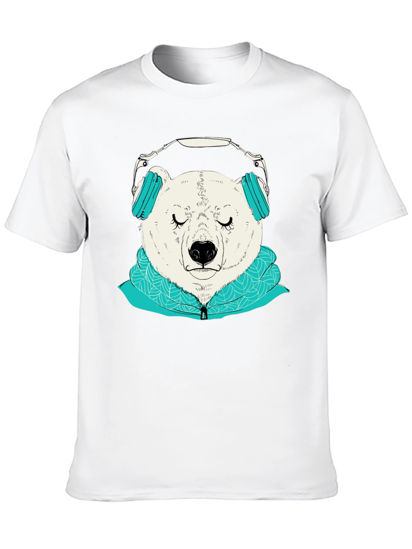 Black Bear with Headphones Graphic Tee view 10