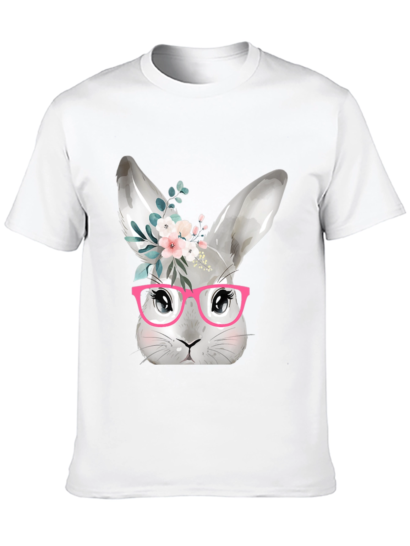 Black Cute Bunny with Glasses T-Shirt - Black view 10