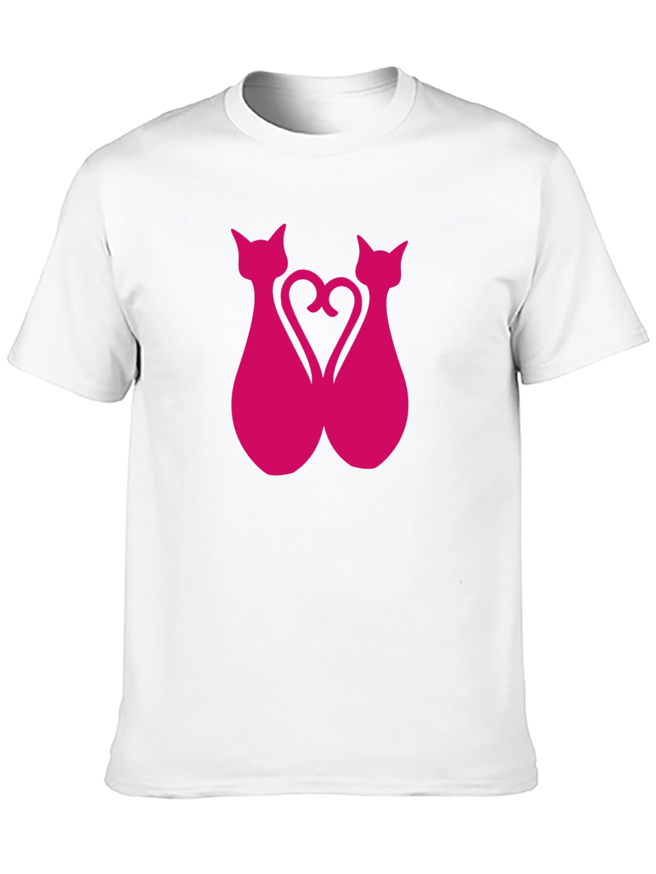 Black Pink Cat Silhouette Heart Graphic Tee view 10