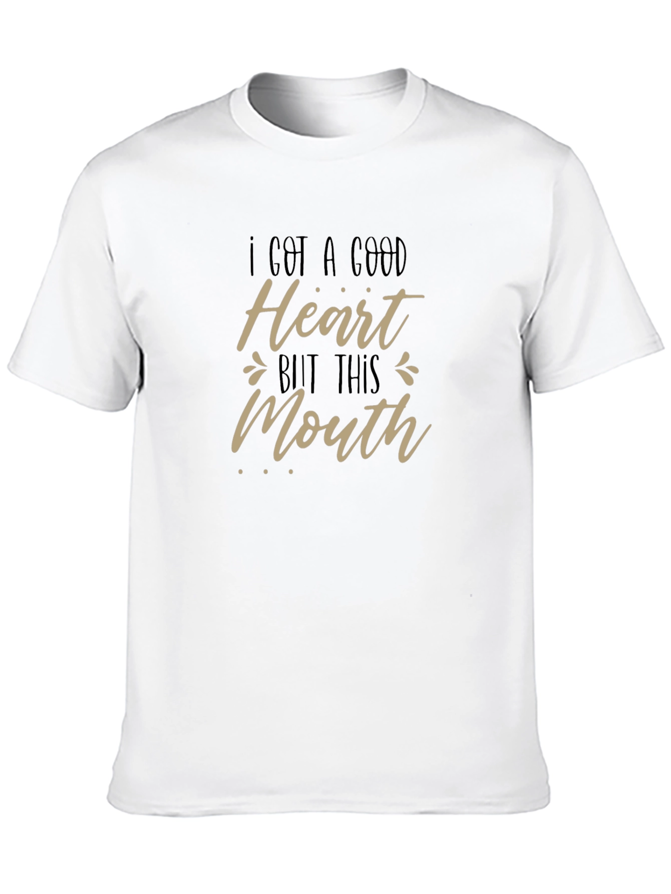 Black Funny "Good Heart But This Mouth" Black Graphic Tee view 10
