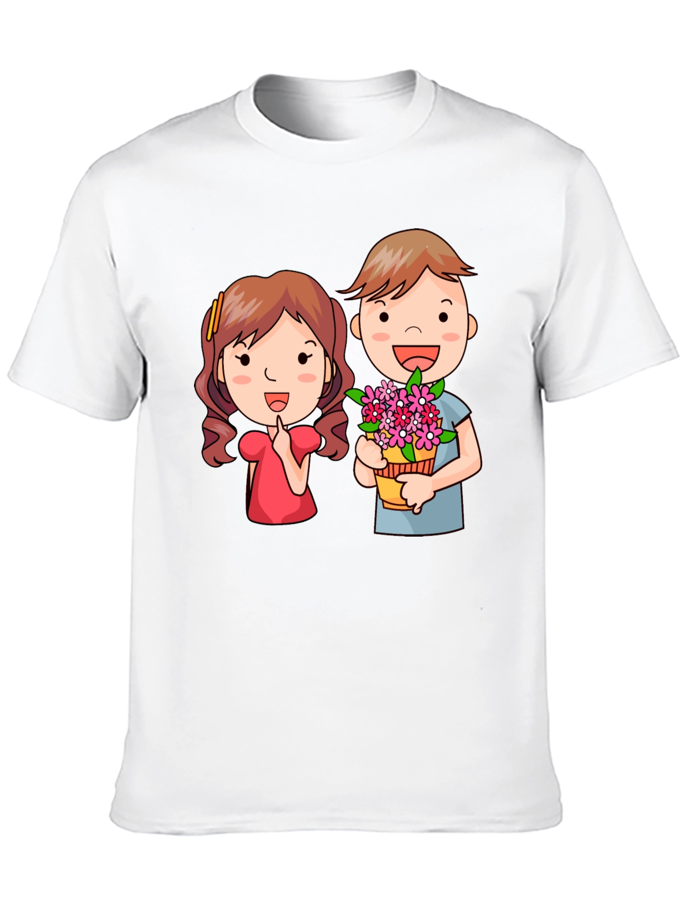 Black Cute Cartoon Couple Graphic T-Shirt view 10