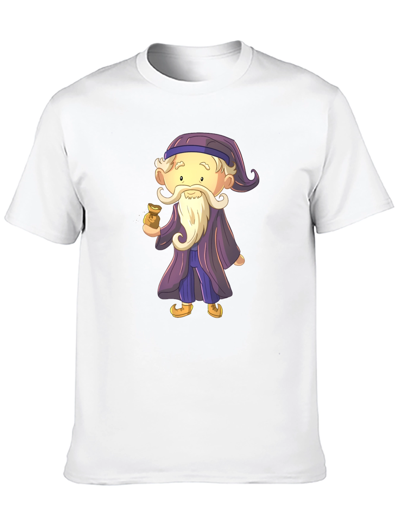Black Cartoon Wizard Graphic Tee - Black Cotton T-Shirt view 10