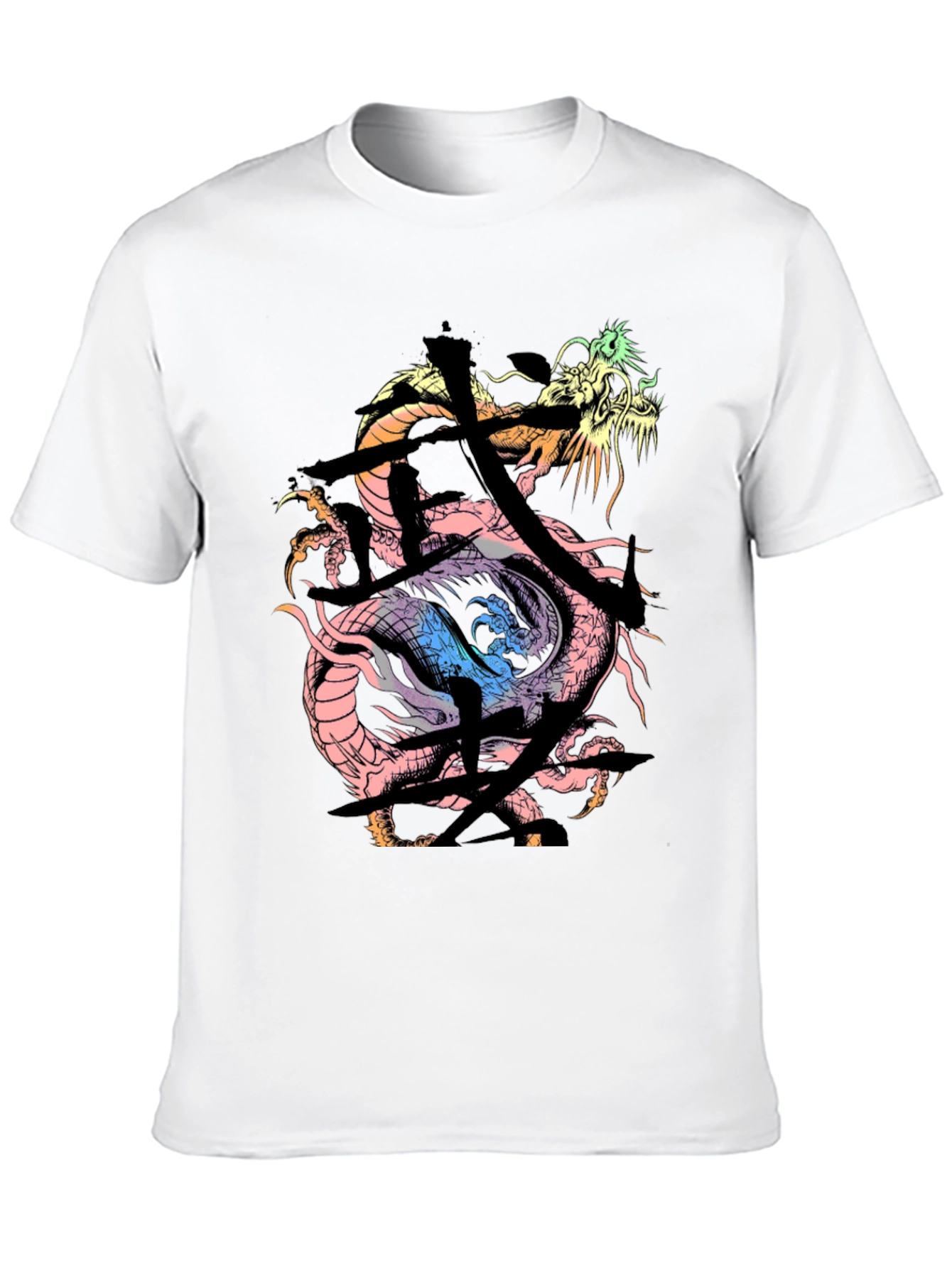 Black Dragon Kanji Graphic Print Black T-Shirt view 10