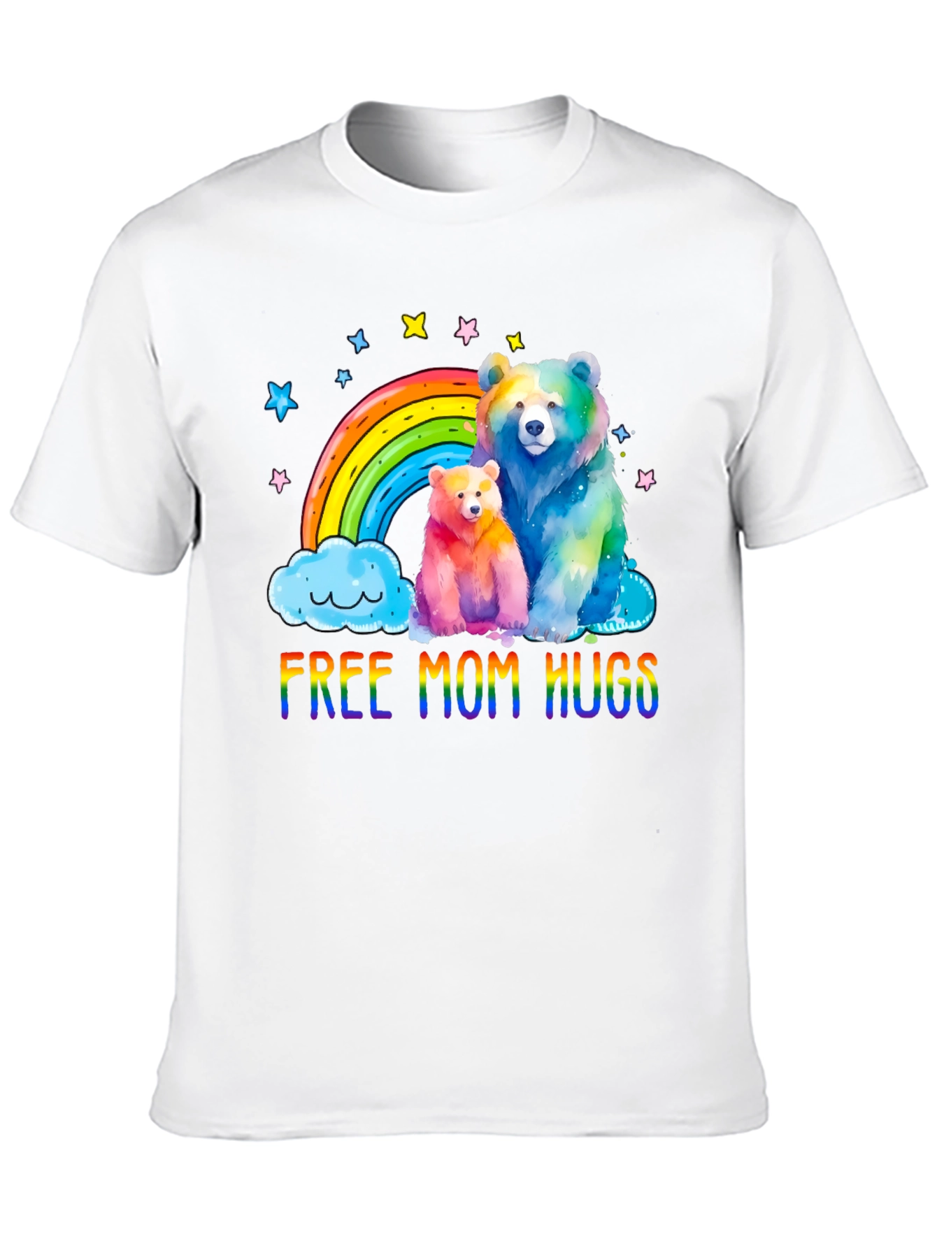 Black Rainbow Bears Mom Hugs T-Shirt view 10