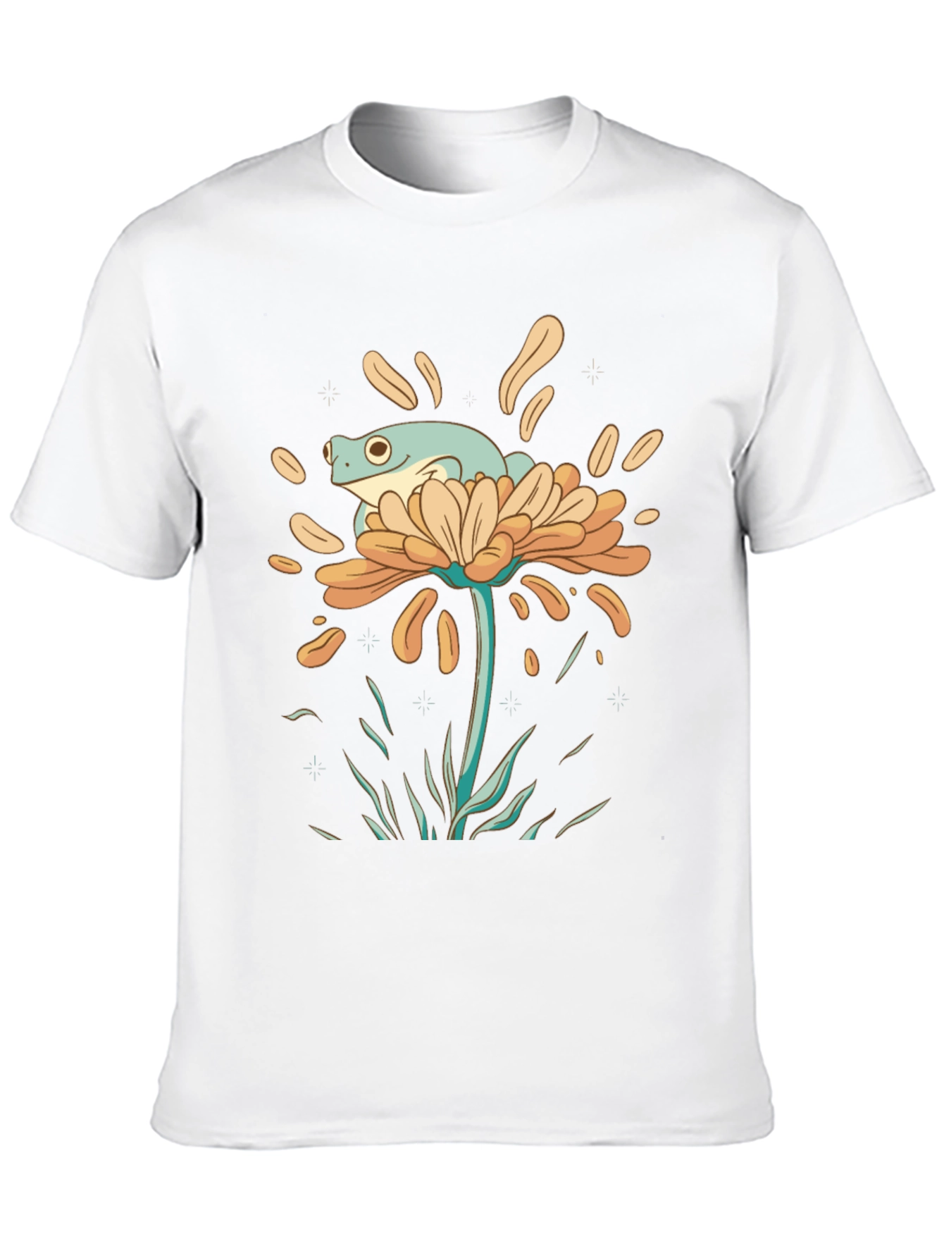 Black Frog on Flower Graphic Tee - Black Cotton T-Shirt view 10