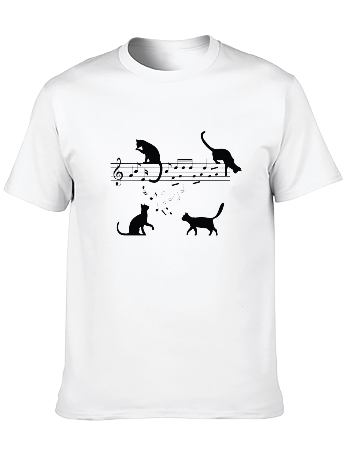 Black Cats On Music Staff T-Shirt view 10
