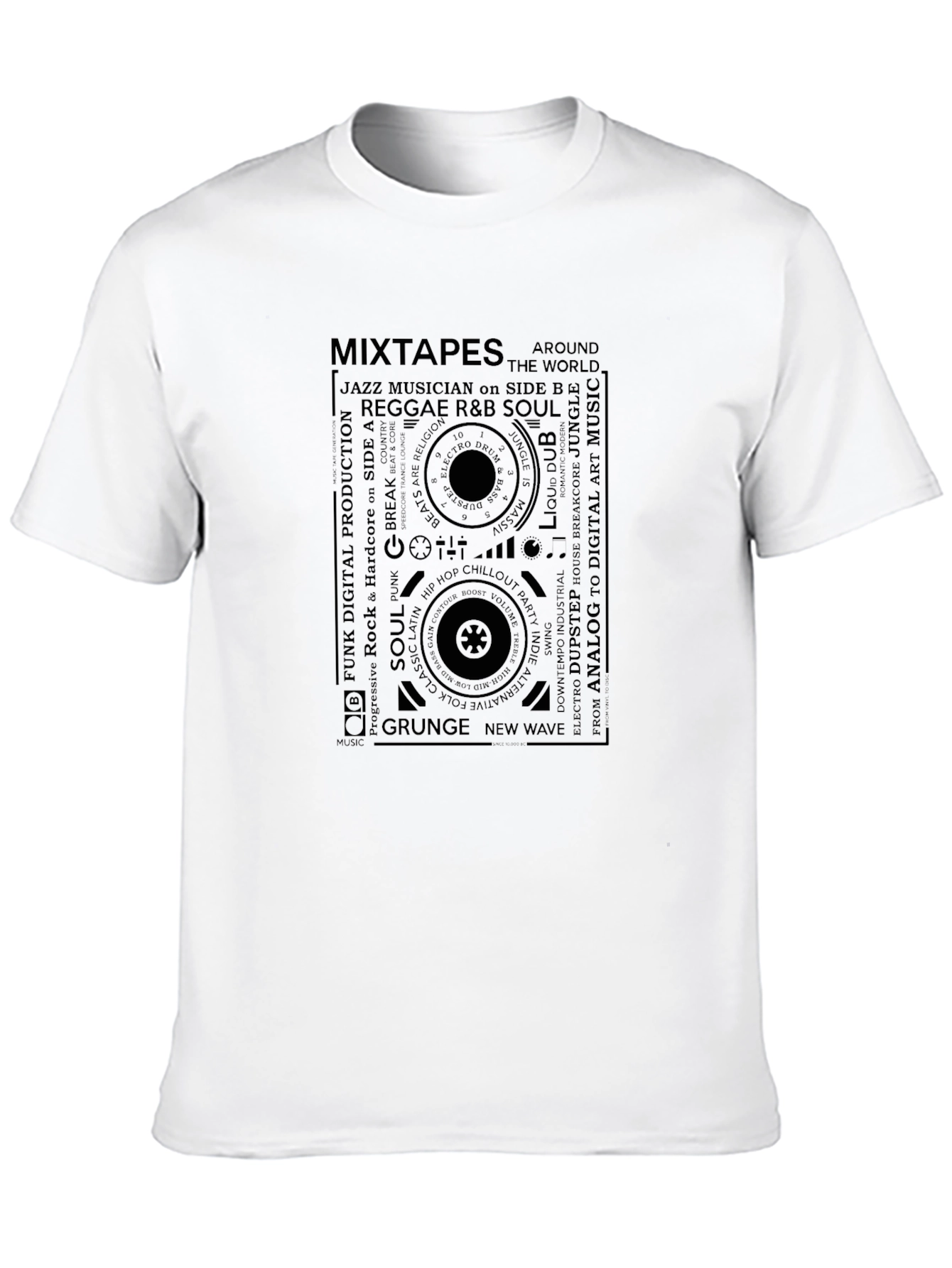 Black Music Genre Mixtape Graphic T-Shirt - Retro Style Tee view 10