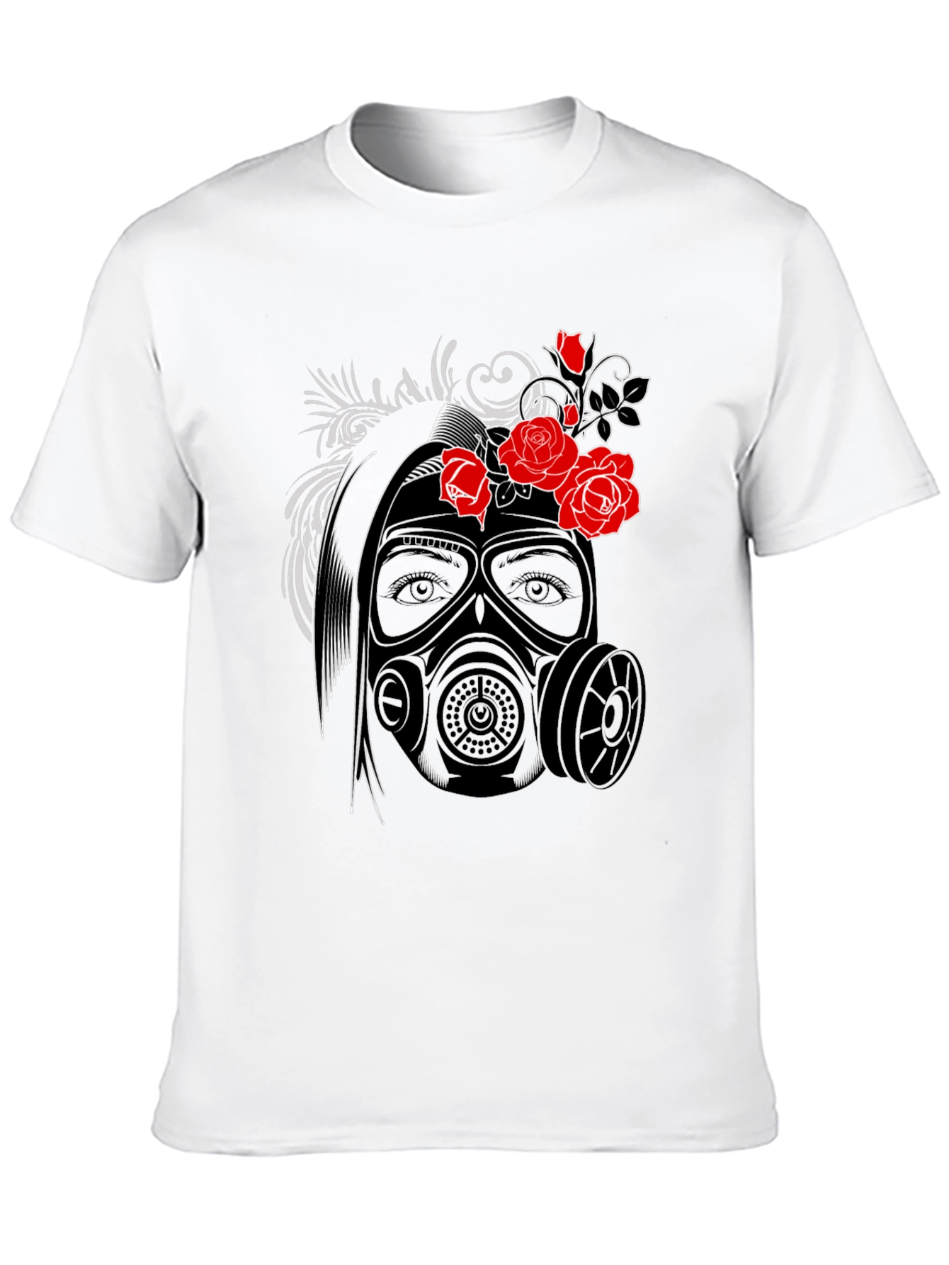 Black Gas Mask Rose Graphic T-Shirt view 10