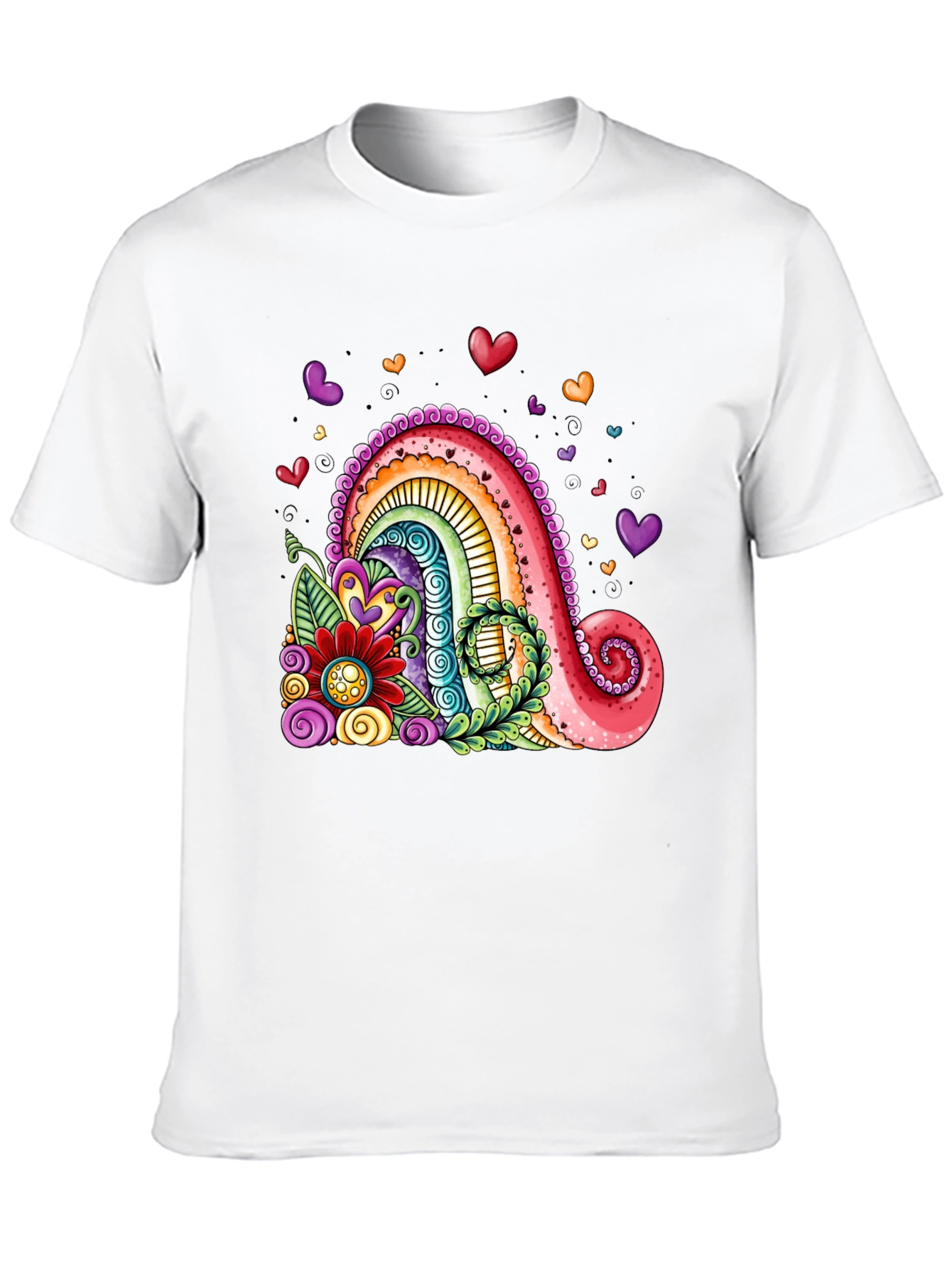 Black Colorful Rainbow Hearts Graphic Tee view 10