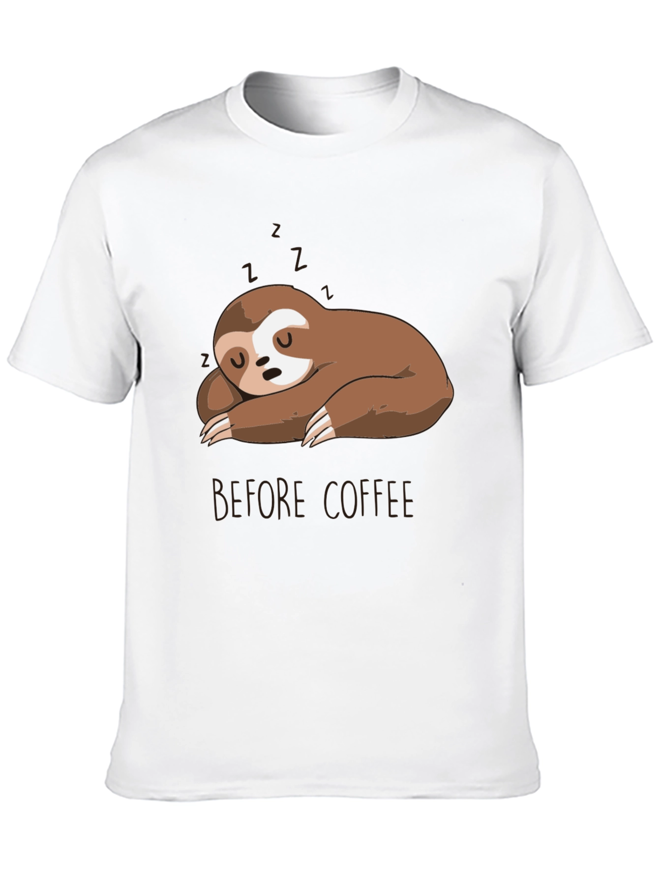 Black Sleeping Sloth Before Coffee T-Shirt view 10