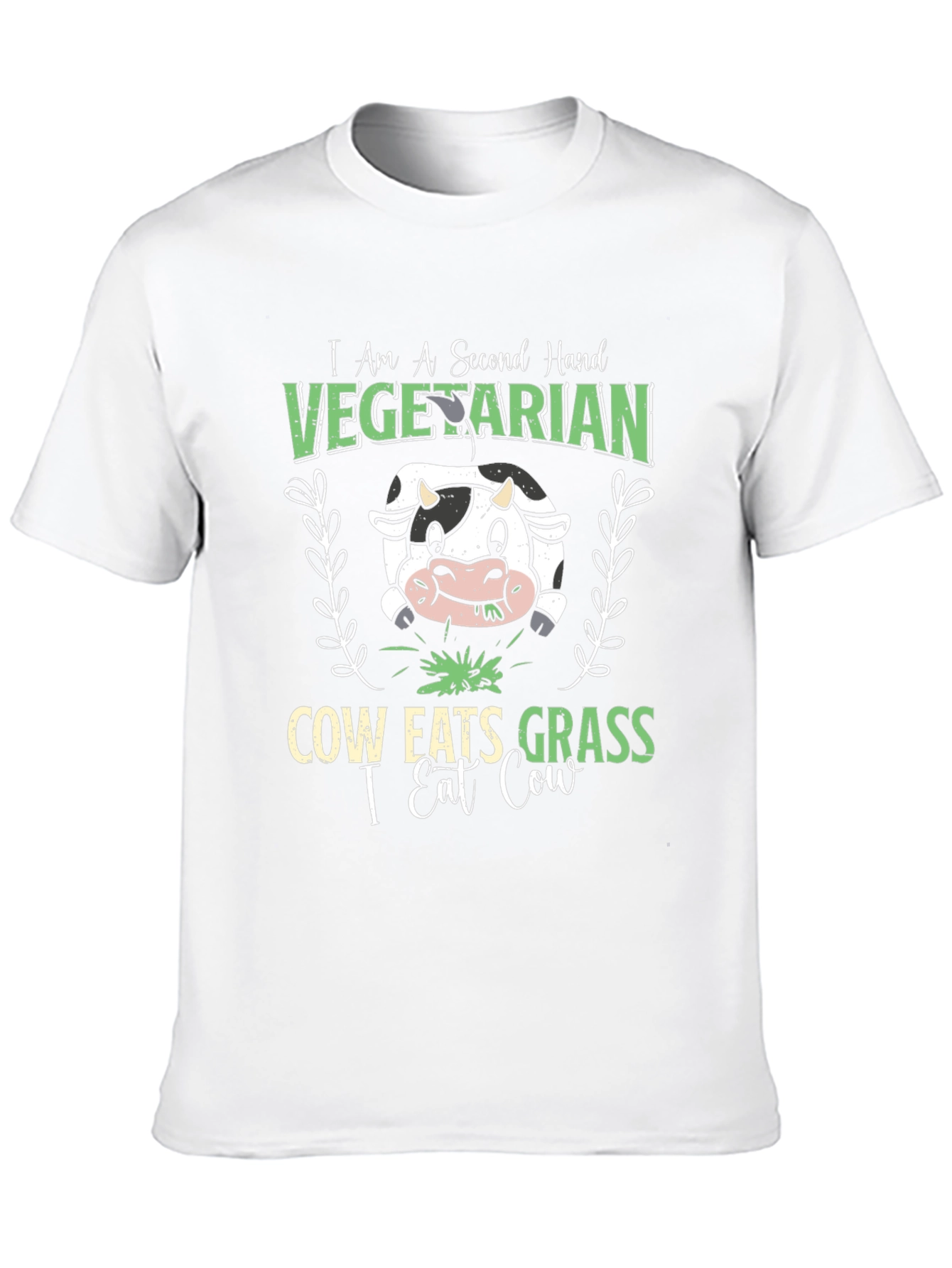 Black Second Hand Vegetarian Funny Cow Graphic T-Shirt view 10