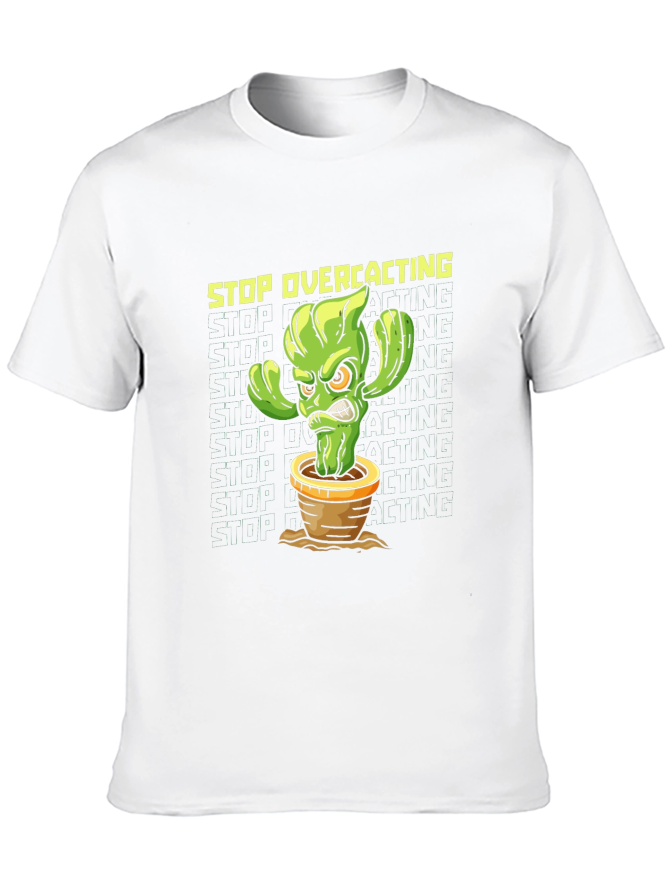 Black Stop Overcacting T-Shirt - Funny Cactus Graphic Tee view 10